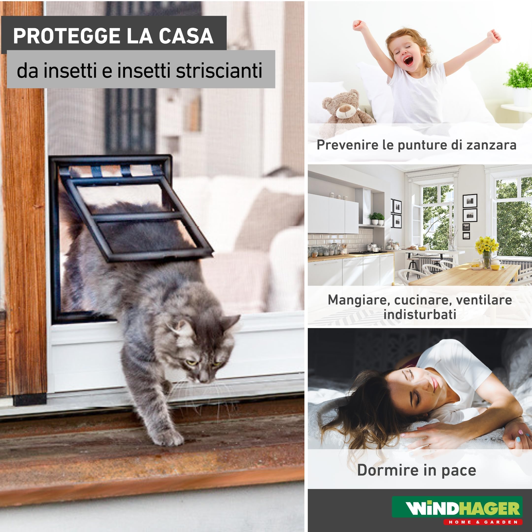 Windhager, 03333 Gattaiola Con Easyclip di montaggio, telaio per protezione dagli insetti, Nero, bloccanile, 20 x 25 cm