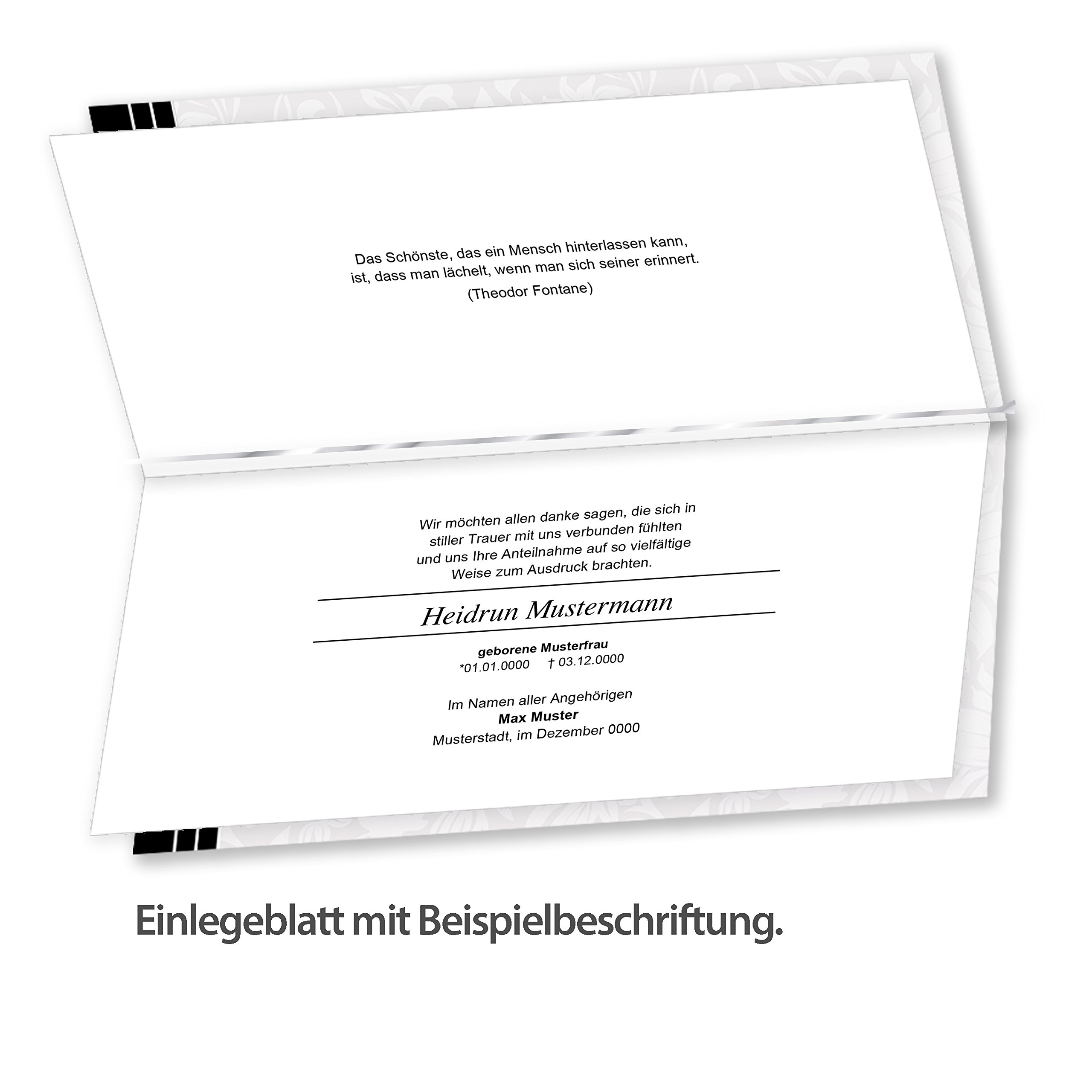 tatmotive Danksagungskarten Trauer (25 Sets) selbst bedruckbar/beschreibbar mit feinem Einlegeblatt, inkl. Briefumschläge