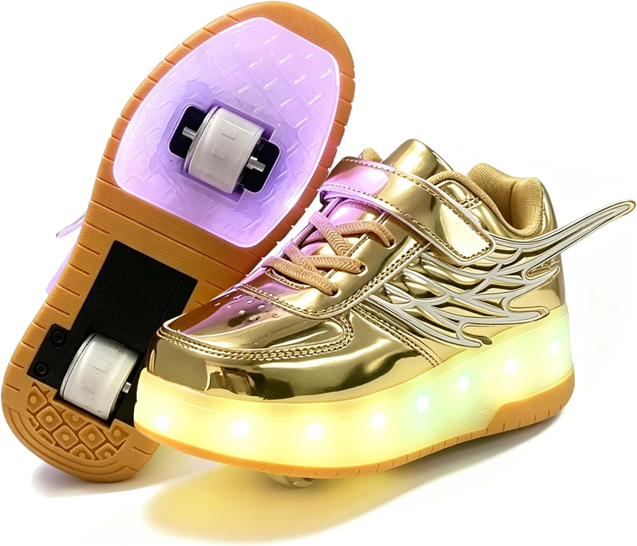 Nsasy Kids Roller Shoes Boy Girl Sneakers with Wheels Become Sport Sneaker with Led for Christmas Birthday Children Show Gift