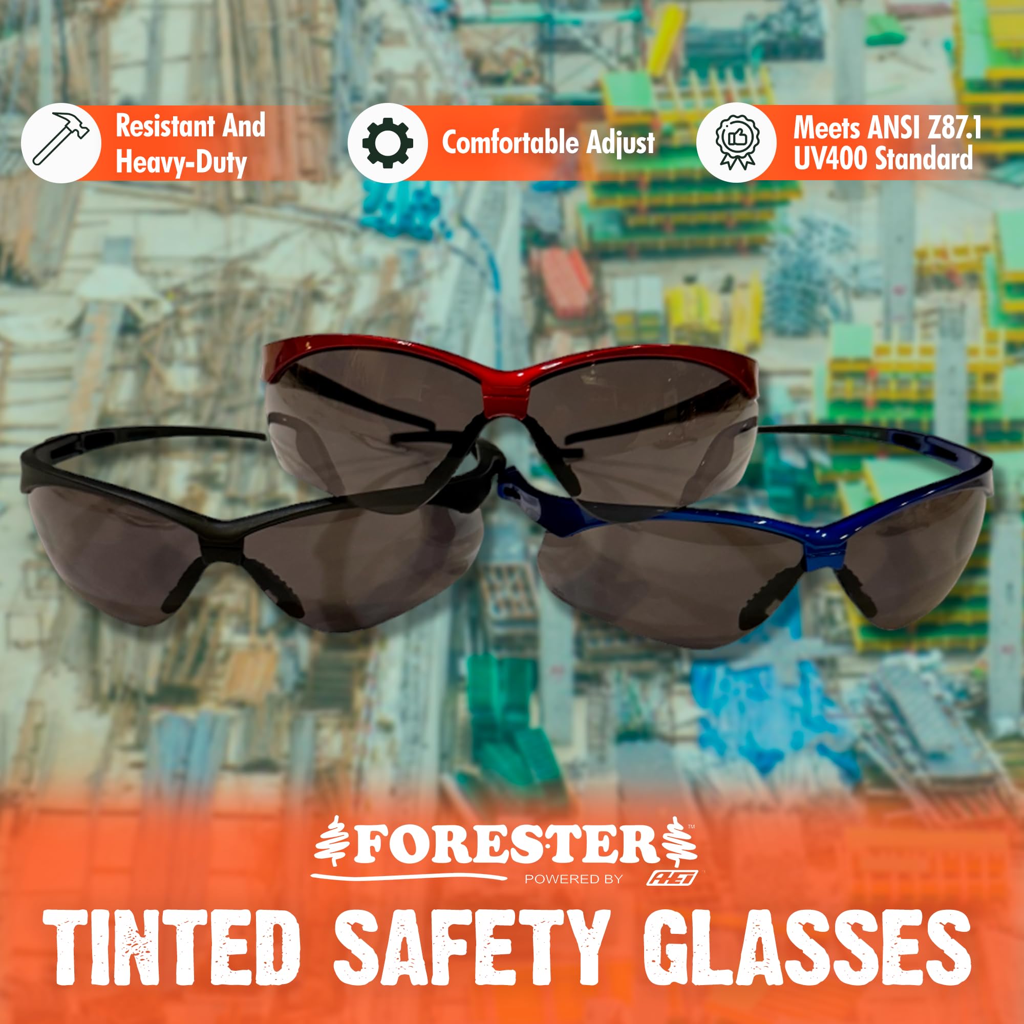 FORESTER Paquete de 3 lentes de seguridad tintados ANSI