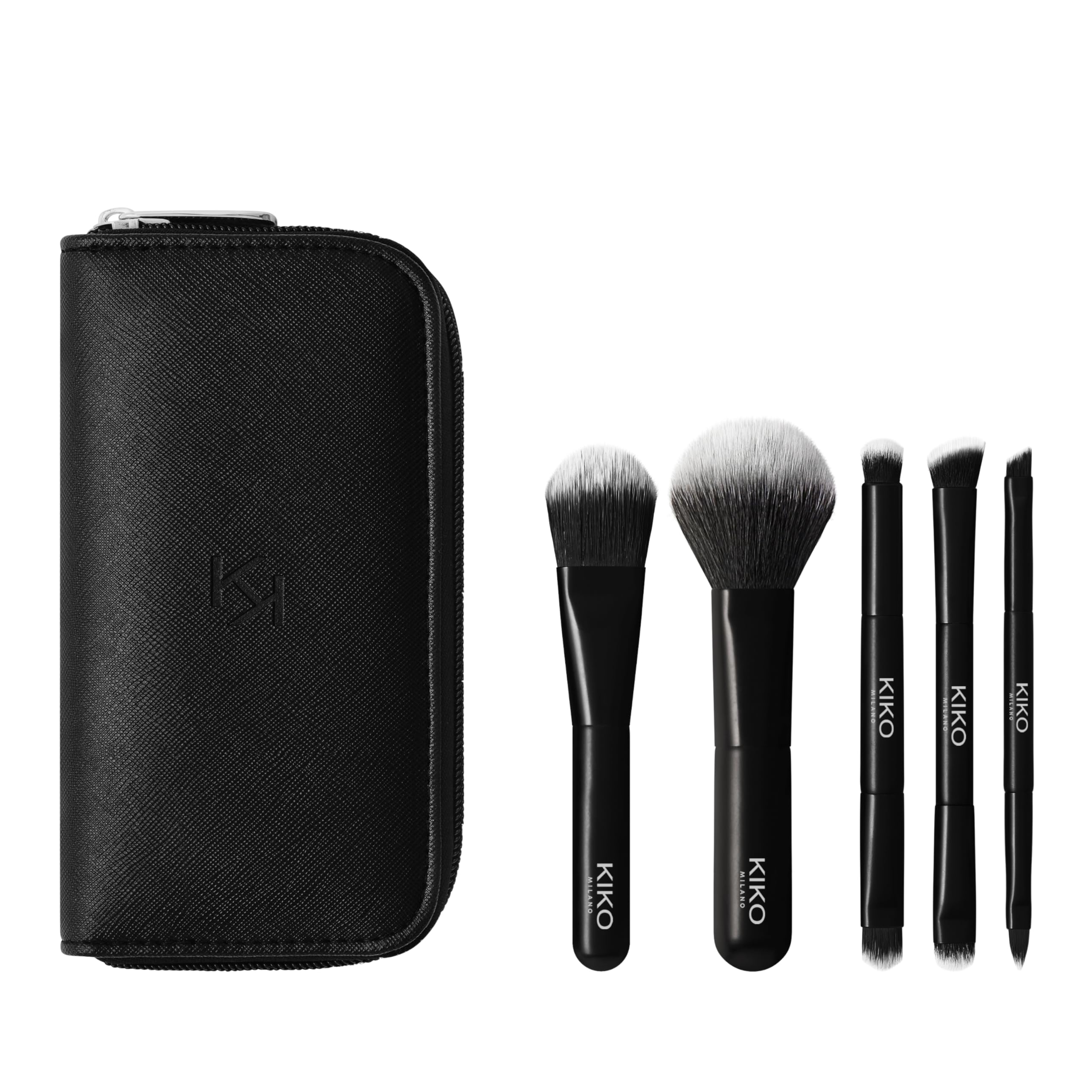 KIKO Milano Travel Brush Set, Pochette Da Viaggio Con 5 Pennelli Professionali