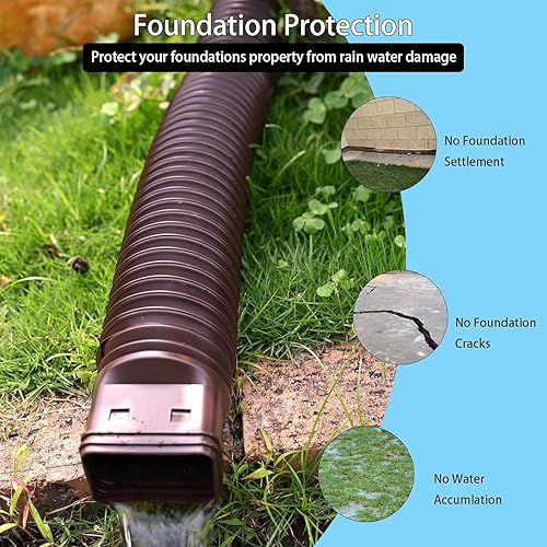 Vista 18 de Paquete de 2 extensiones de bajante de canalón de lluvia, desviador extensor de bajante de drenaje, extensiones flexibles de bajante que se pueden