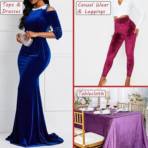 Miniatura 5 de Tela de terciopelo elástico  Lujo y suave  Rollo de 60 pulgadas de ancho  10% elastano  Costura, ropa, tapicería (rojo, 1 yarda)