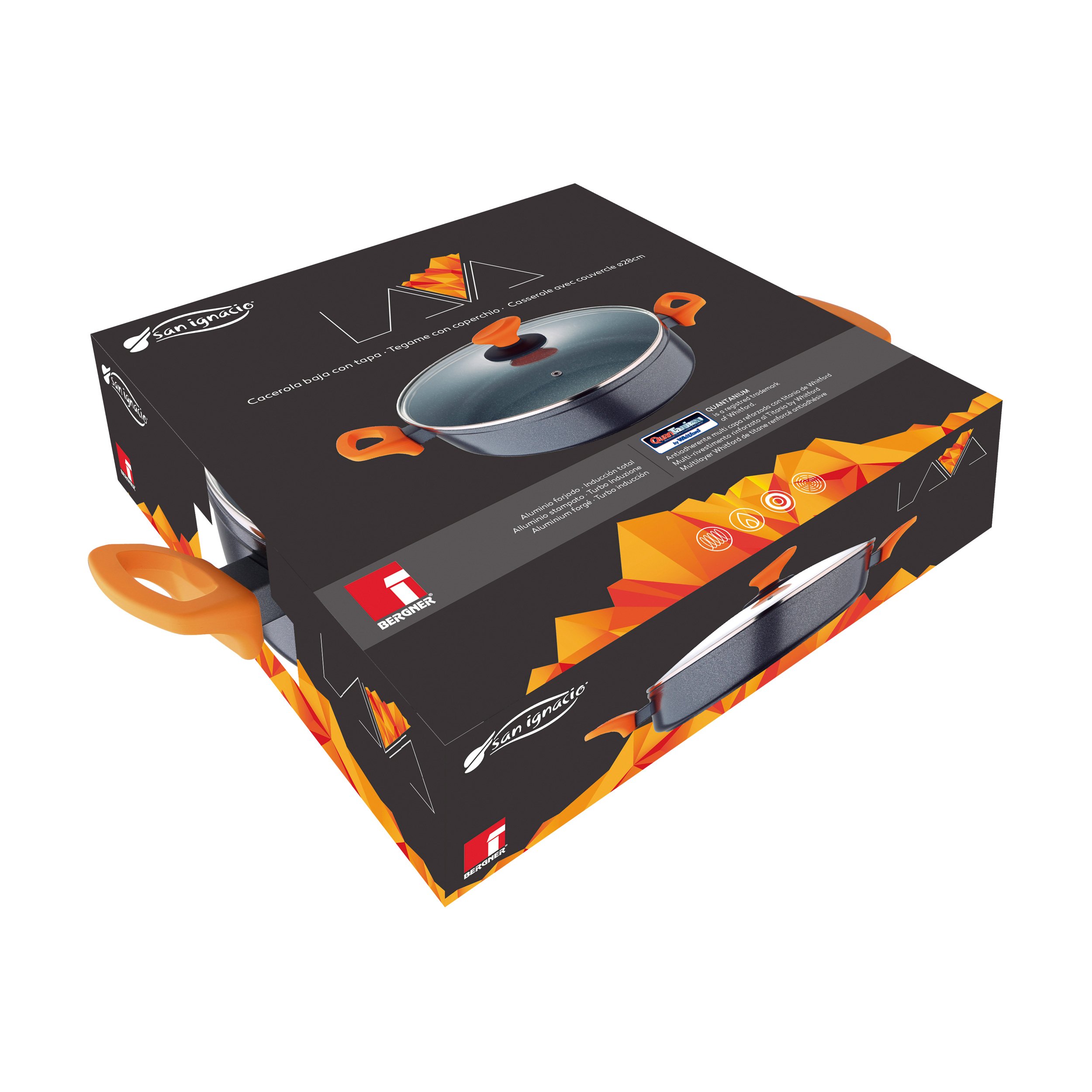 San Ignacio Lava - Casserole avec Couvercle de 28 cm - en Aluminium forgé - marbre intérieur antiadia