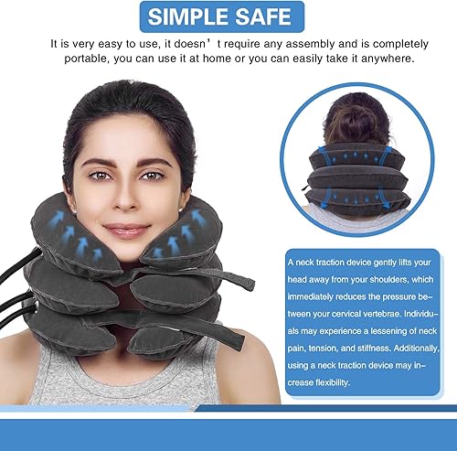 Miniatura 4 de Dispositivo de tracción cervical para el cuello soporte inflable para el cuello soporte ajustable para el cuello es bueno para la alineación de la