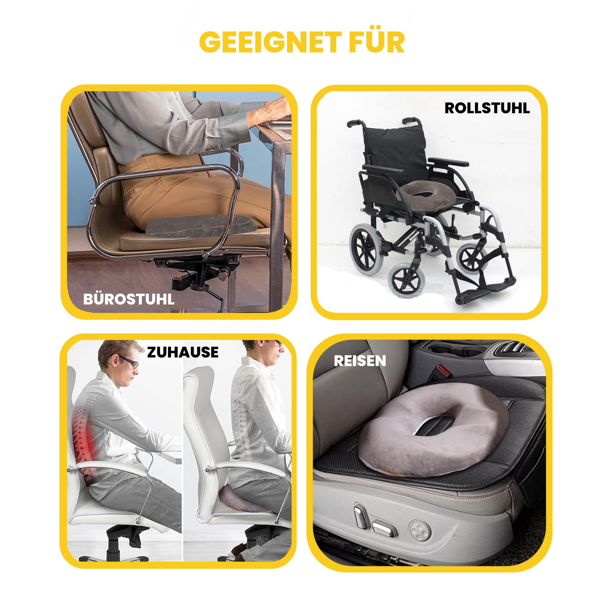 SLEEP COMFY Premium Memory Foam zitring stuitbeen ontlasting, orthopedisch aambeien zitkussen rond, donutkussen, stuitbeenkussen, antidecubitus zitkussen, zitdonut, aambeienkussen, gatenkussen
