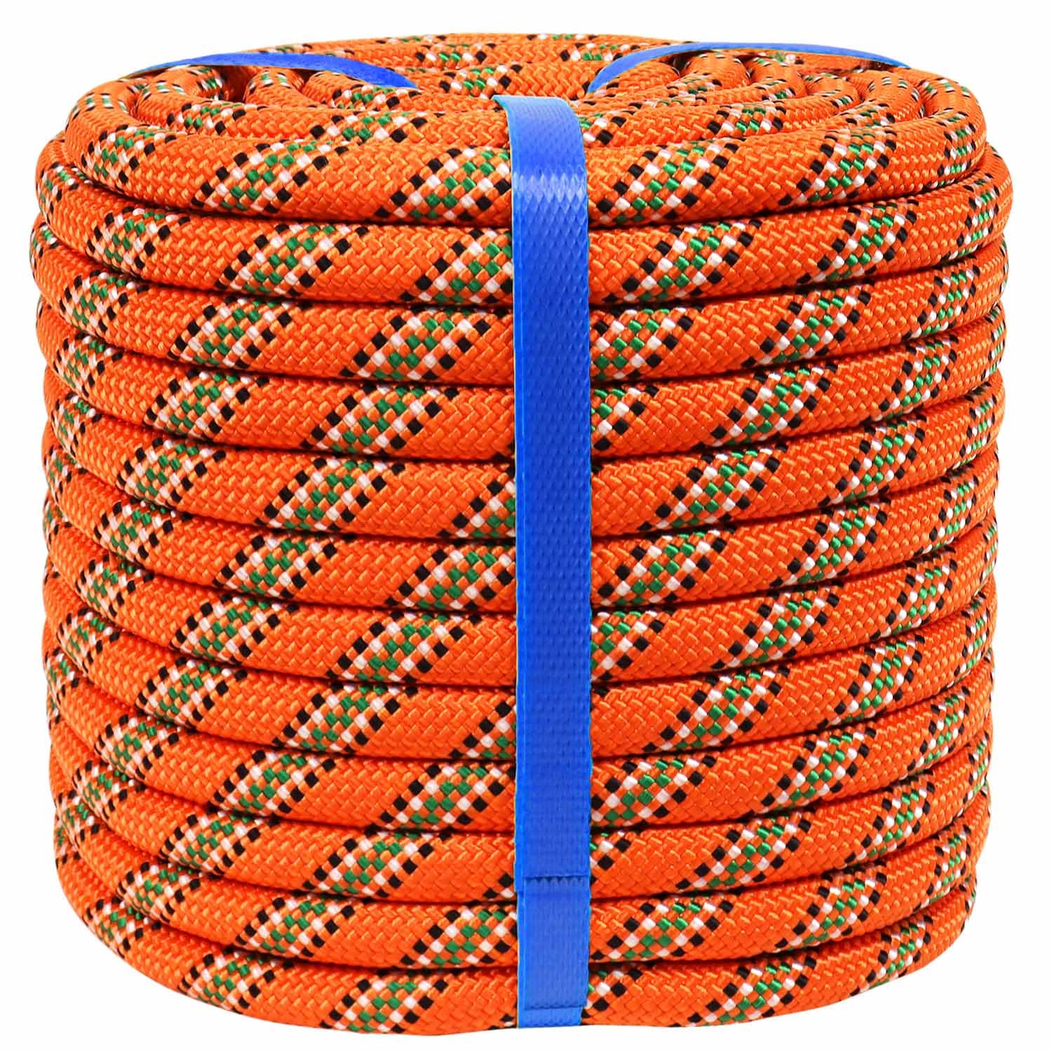 JANJOSN Double Braided Polyester Rope (1/2 Inch x 200 Feet) 48 Strands Strong Arborist Rope Climbing for Tree Work Pulling Swing Sailing, Orange