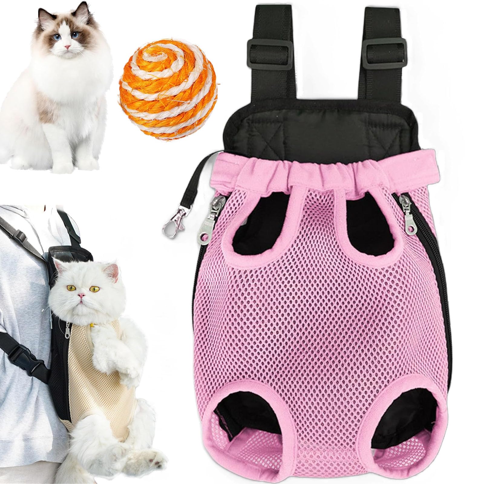 Furry Pawsy Carrier, Furry Pawsy Cat Carrier, Furry Pawsy Cat Backpack, Adjustable Pet Front Cat Dog Carrier Backpack Travel Bag, Breathable & Skin-Friendly (Pink, XL)