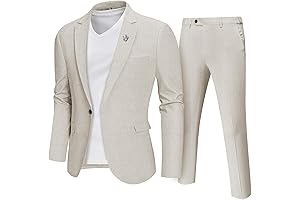 MrSure Men's 2-Piece Linen Suit: Sophisticated Style for Summer Weddings