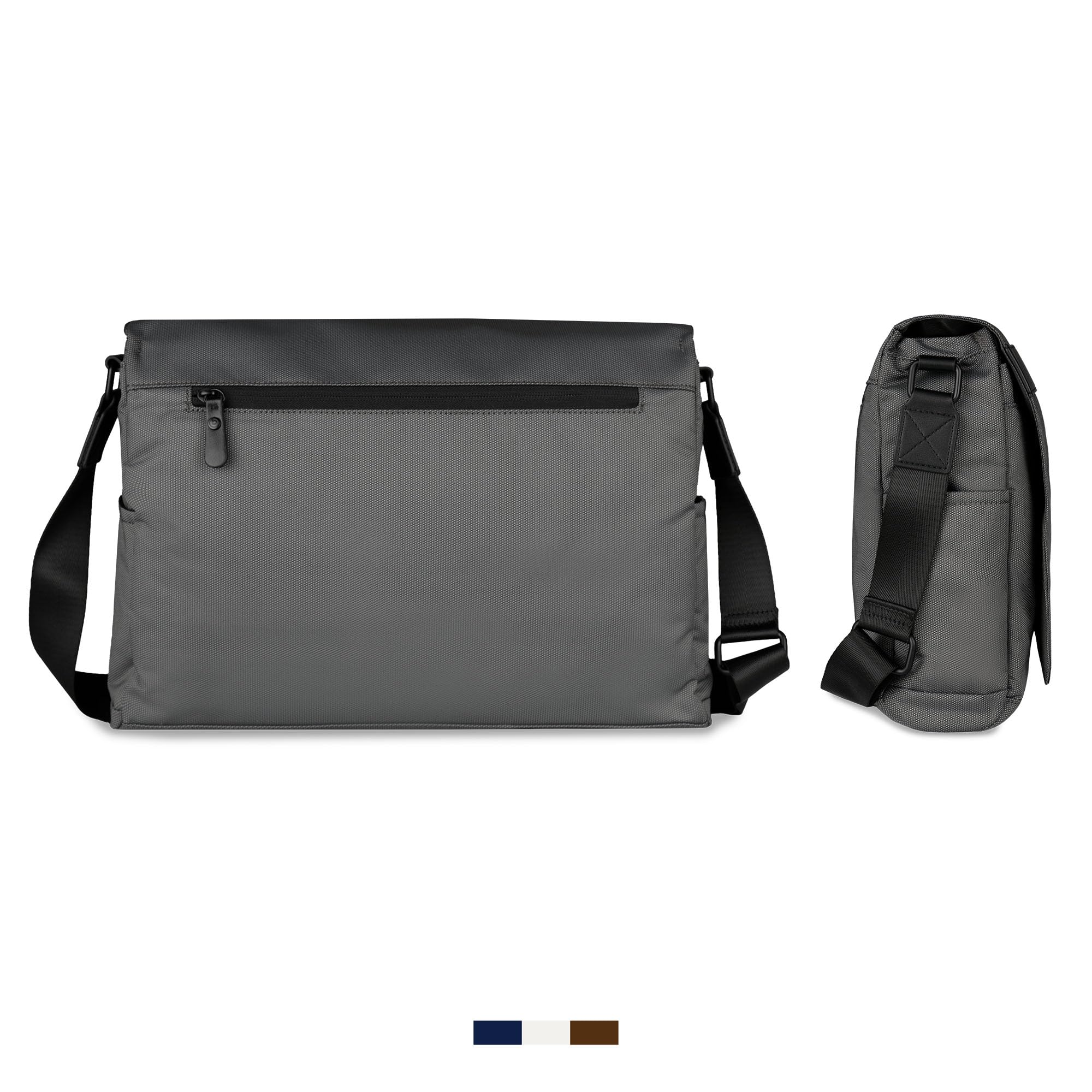 bugatti Domani 2.0 borsa messenger 13" con scomparto per laptop, borsa a tracolla unisex con dettagli in similpelle, grigia