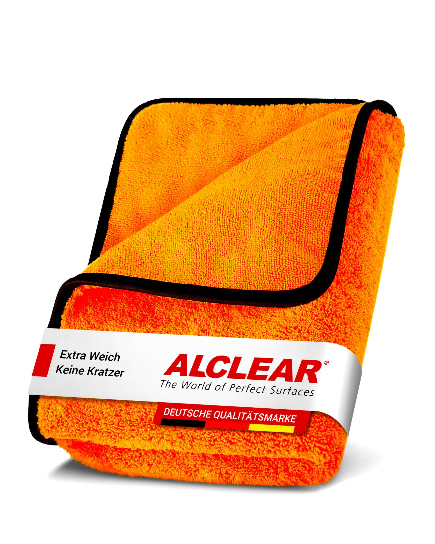 ALCLEAR 9520 XXL Auto Trockentuch – Mikrofaser Tuch 90x60 cm, saugstark & fusselfrei, für Lack, Glas, Kunststoff, Felgen. Trockentuch für Auto, Motorrad, Boot, Haushalt, Orange Baby – 1 Stück