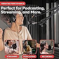 Vista 5 de Pyle Soporte de suspensión para micrófono: soporte de micrófono con brazo de tijera con soporte de choque, filtro pop integrado, extensión máxima