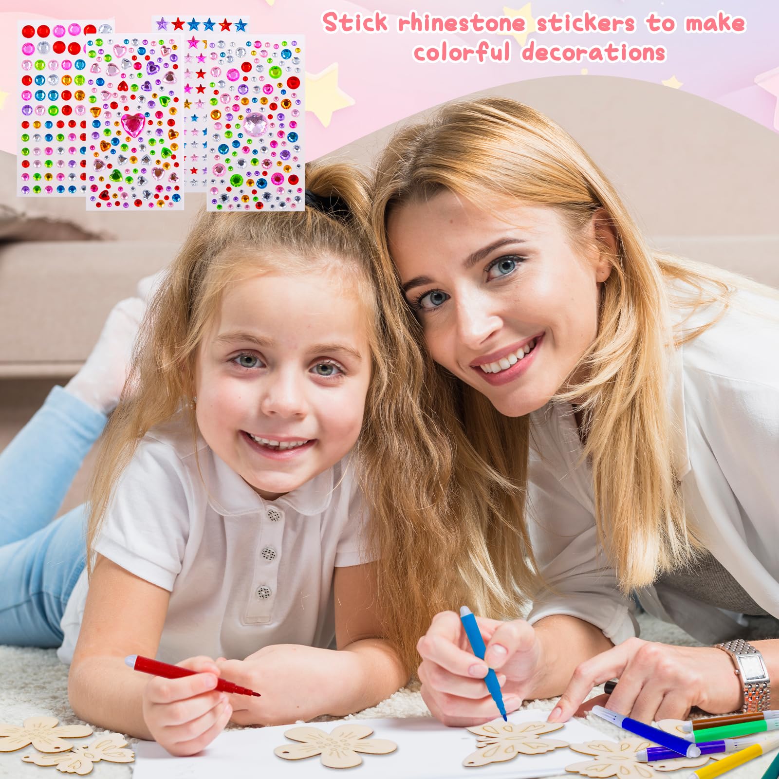 Kit Di Lavoretti Creativi Per Bambini - Fai Da Te Creativo 1000 + Pezzi Pon Pon Colorati Strass Adesivi Carta Velina Carta Da Bricolage Pailettes Regali Artistici Per Bambini E Bambine