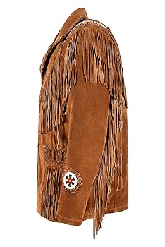 Men's Classic Beaded Fringes Western Cowboy Suede Fashion