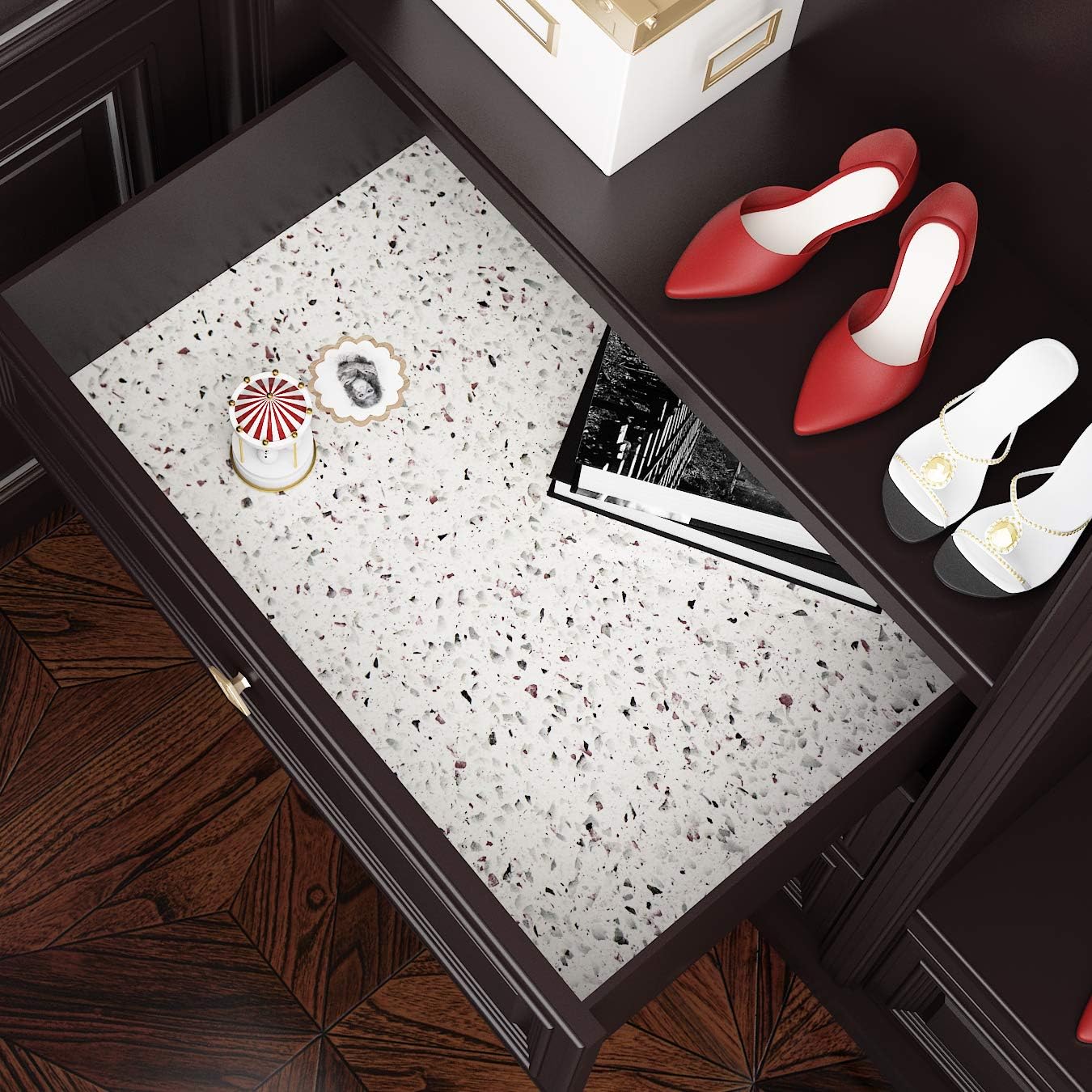 Livelynine 24 X197 Inch White Granite Countertop Contact Paper Waterproof Peel and Stick Countertops Laminate Sheets Kitchen Counter Top Covers Bathroom Renter Friendly Wallpaper Cabinet Vinyl Wrap