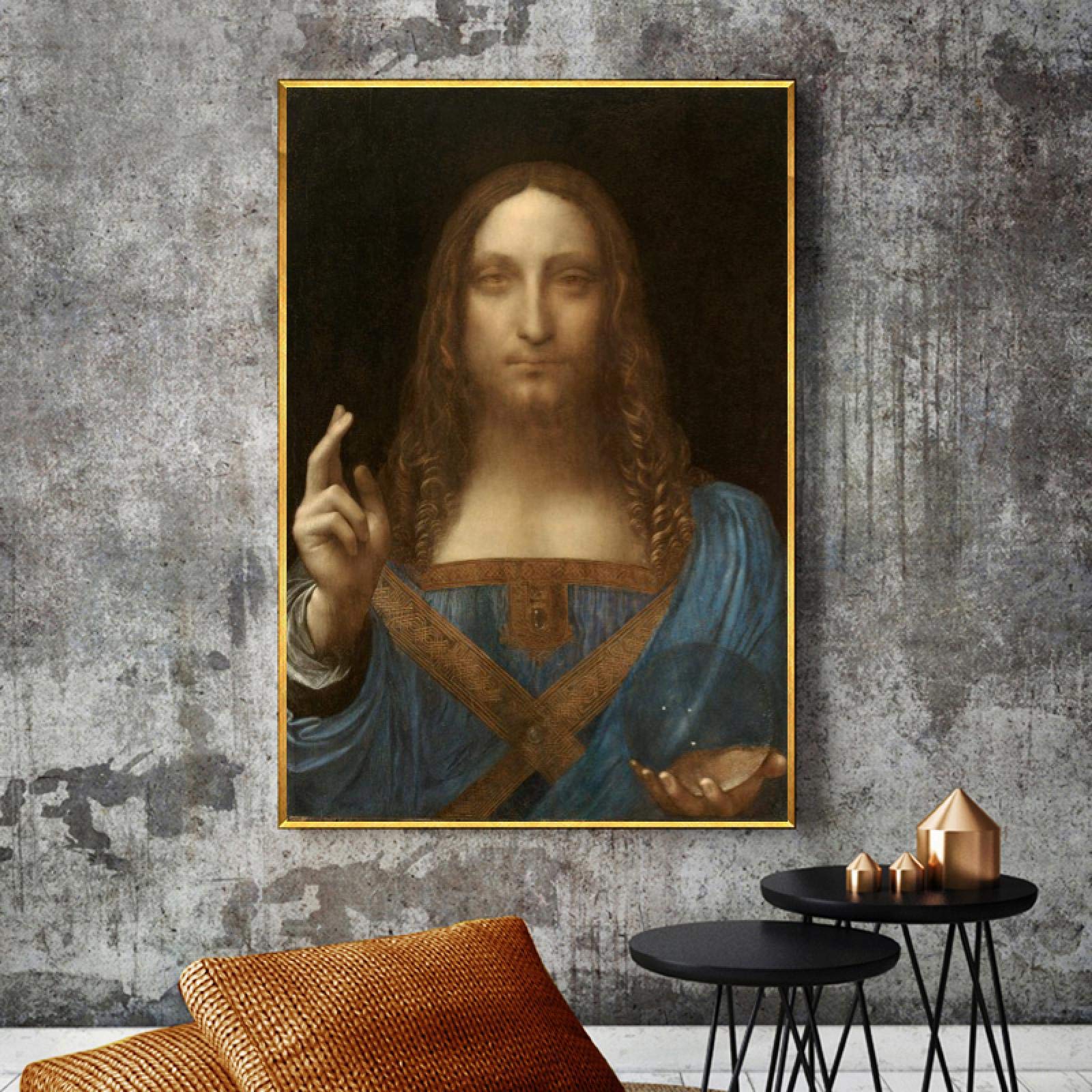 Amazon.co.jp: ダヴィンチによる有名な絵画世界の救世主キャンバスに