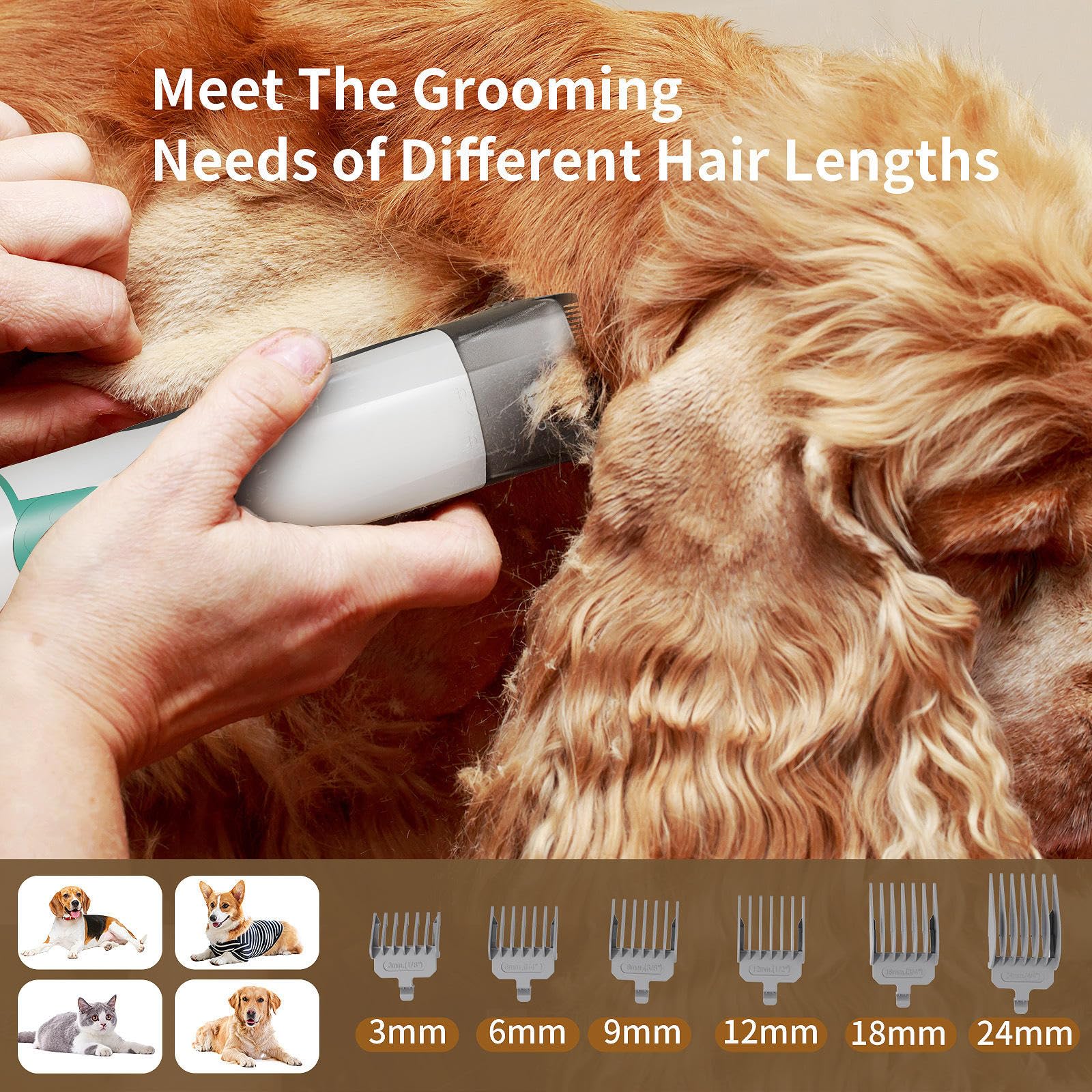 Kit De Aseo Para Mascotas, Aspiradora Profesional 6 En 1 Para Pelo De Perro, Limpiador De Patas De Gato Con 13000 PA, Herramienta Para Eliminar El Pelo Suelto, Con Cortaúñas Y Depósito Para Polvo