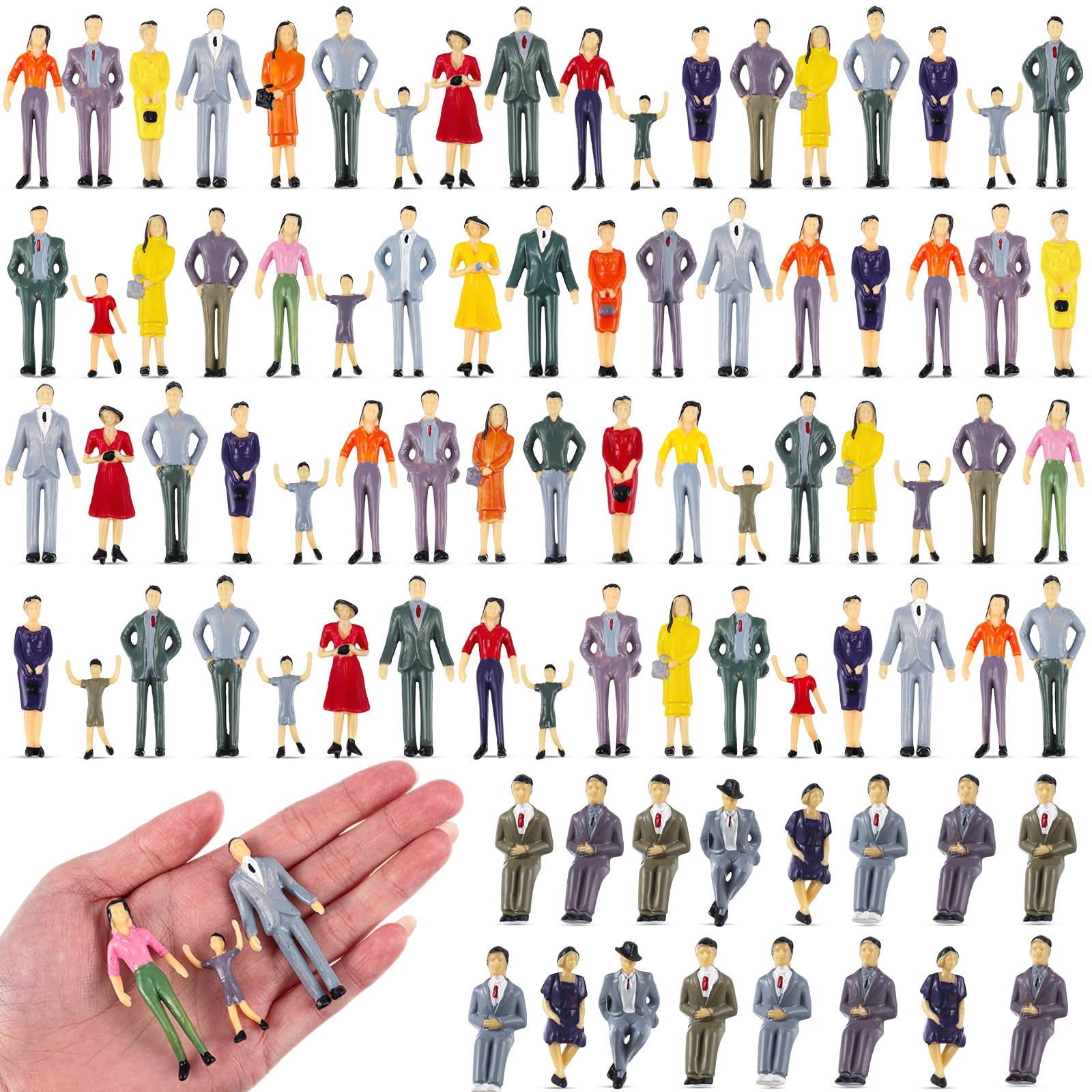 Photo 1 of **INCOMPLETE, NO COLOR** Harrycle Mini People Figurines 1: 30 Scale Tiny People Model Miniature Sitting and Standing Little Plastic Figurines for Miniature Scenes