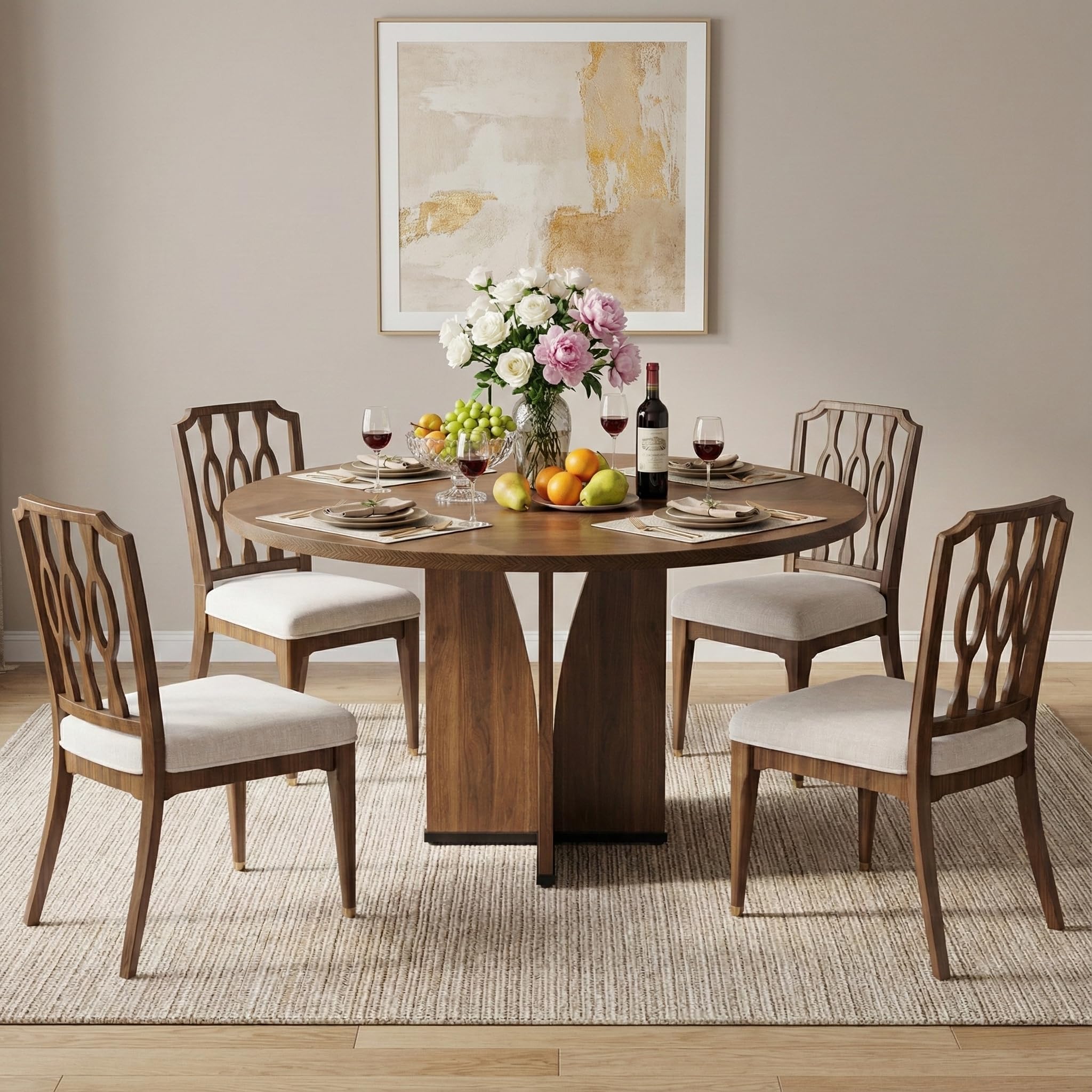 Lailang 100cm Tavolo da Pranzo, Tavolo Rotondo, Tavolo Cucina Salvaspazio, Tavolo In Legno, Tavolo Moderno, 100 x 100 x 76 cm, Marrone
