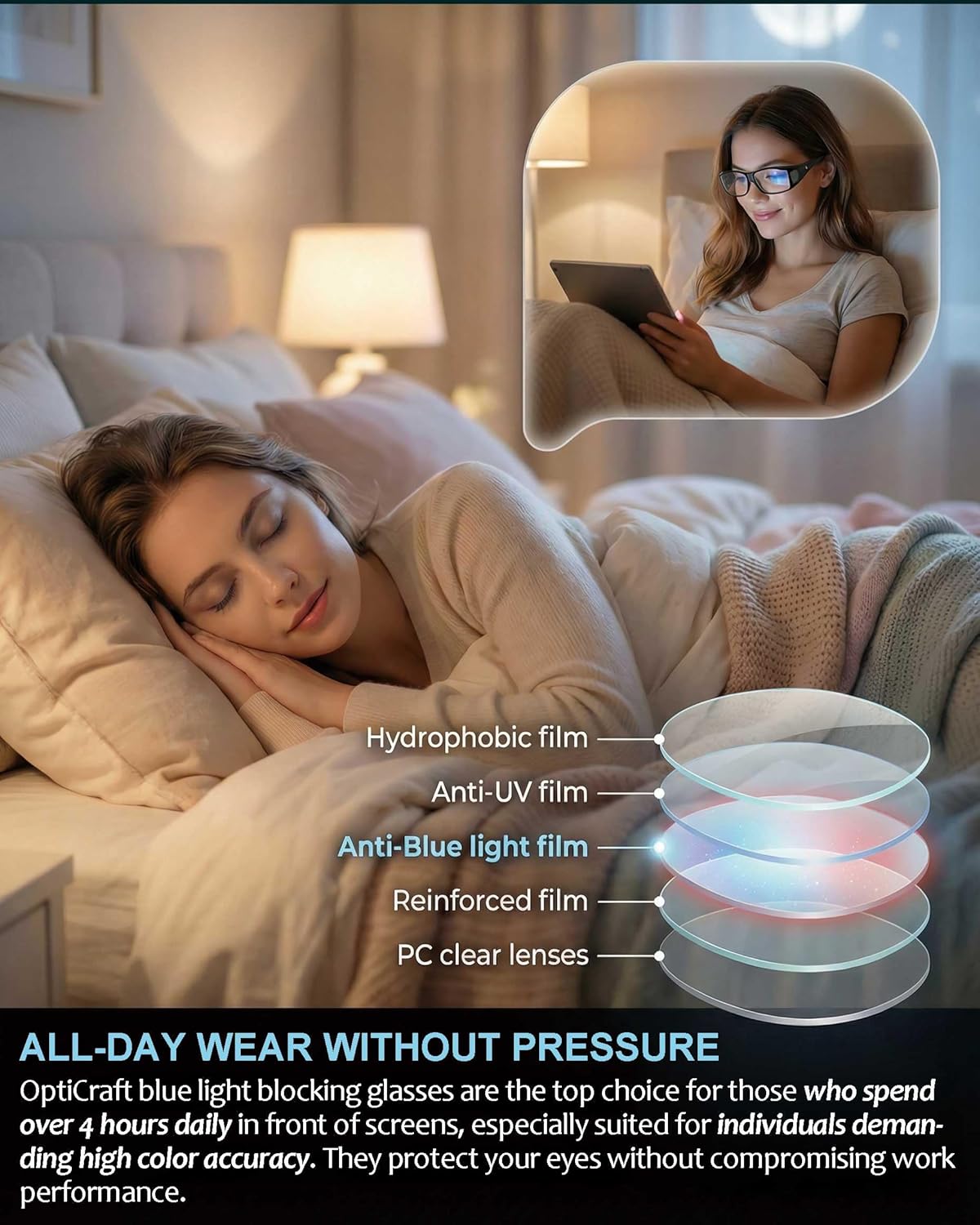 Fit Over Blue Light Blocking Glasses, Relieve Eye Fatigue & Reduce Headaches, Lightweight Oversized Wraparound Design, Ideal for Office Work Digital Use Movie Nights Study Reading