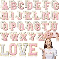 Vista 31 de WILLBOND 52 parches autoadhesivos de letras de felpilla de 2.2/2.8 pulgadas A-Z, calcomanías bordadas del alfabeto para ropa, bolsa, sombrero
