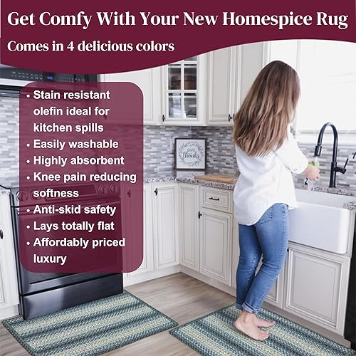 Miniatura 3 de Homespice Blue Oasis - Alfombra antideslizante y lavable de 2 x 3 pies, para interior y exterior, cocina, baño y entrada