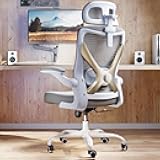Ergonomic Office Chair - X-Shaped Computer Desk Chair Comfy, Gaming Chair, Office Chair with Lumbar Support, Mesh Office Chairs with Headrests, Desk Chair for Long Hours (Grey Gold)