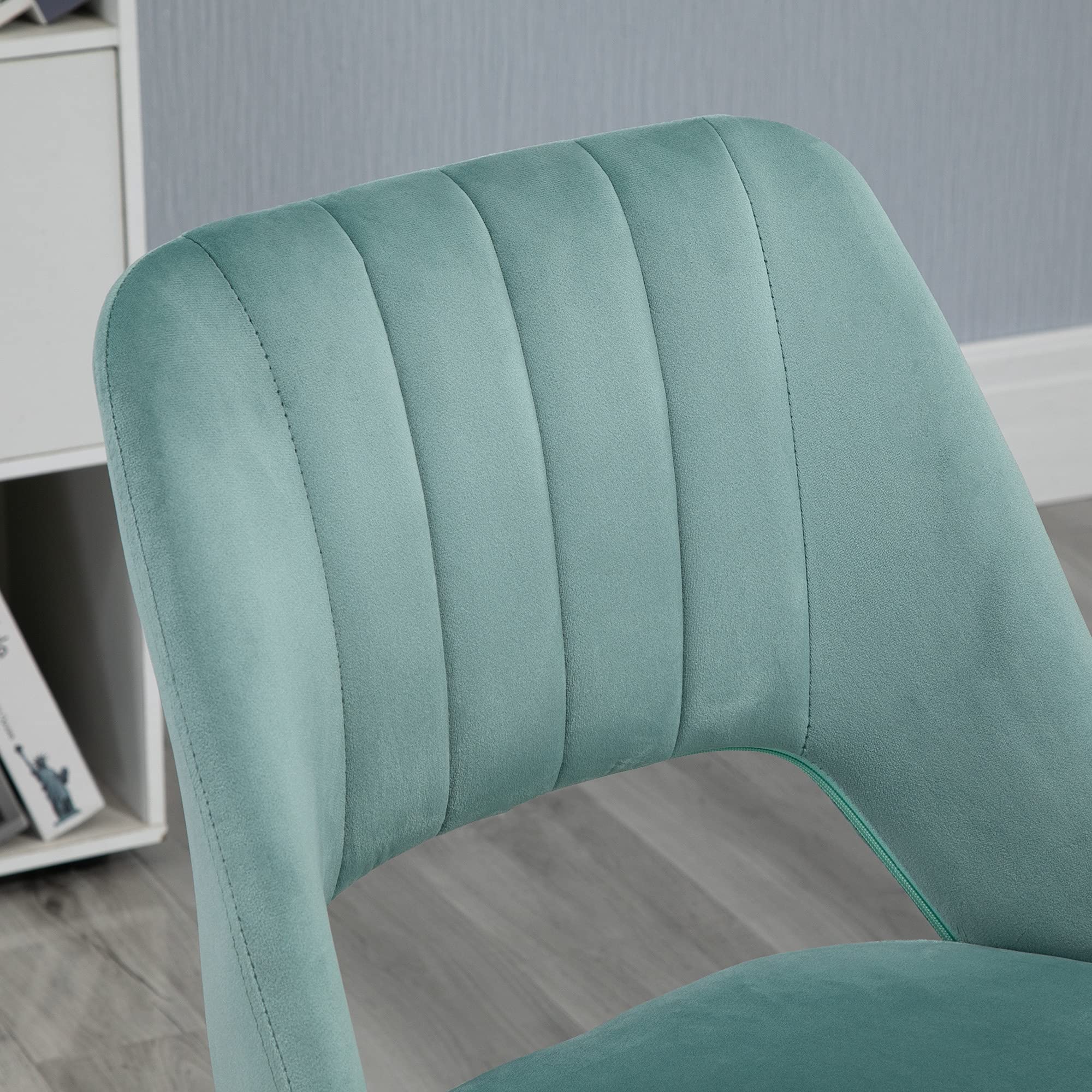 Vinsetto Sedia da Ufficio Ergonomica Girevole 49x60x79-91cm Verde Petrolio | Sedia Imbottita per Scrivania, Altezza Regolabile