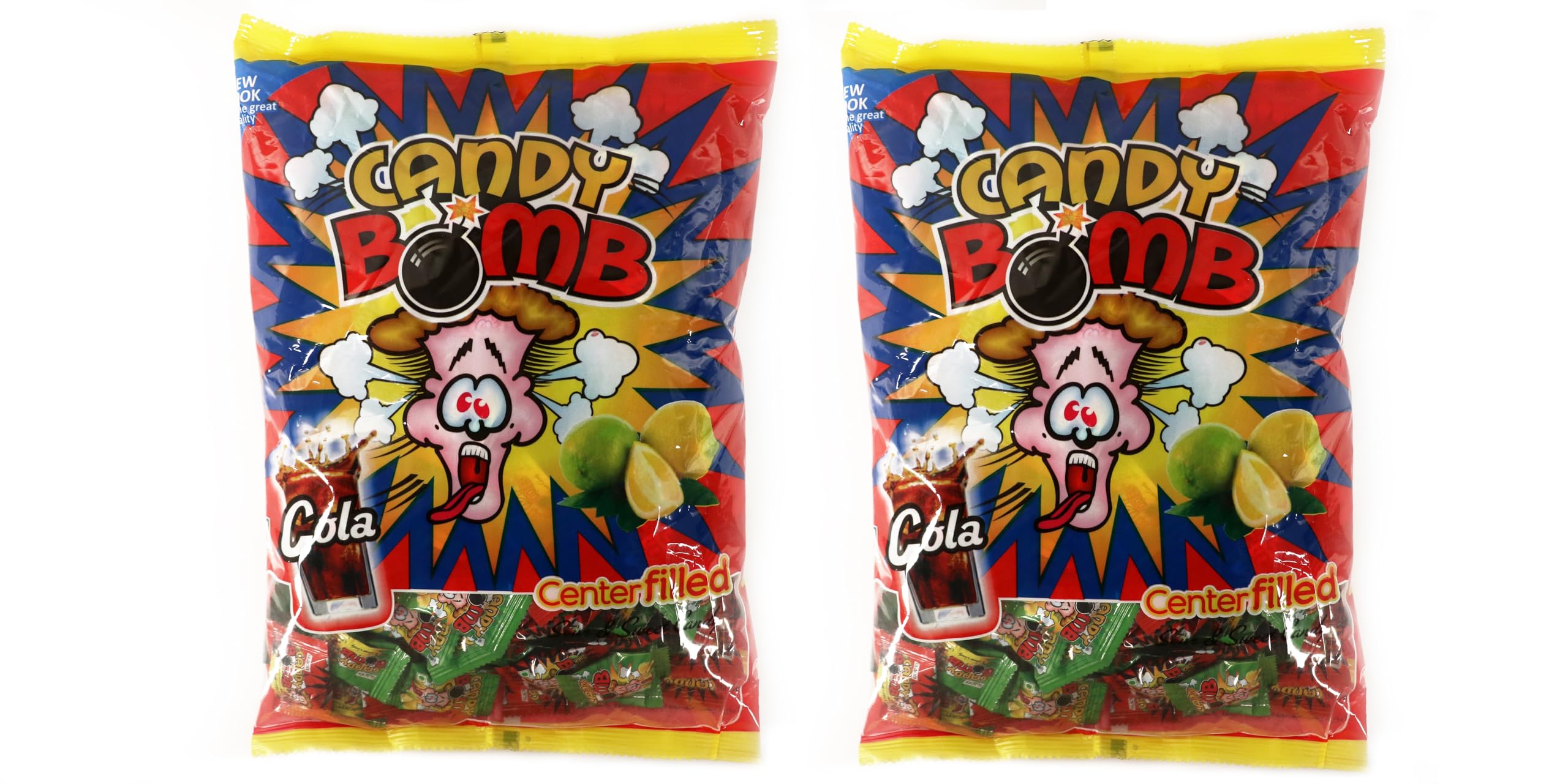 GLACIER Candy Bomb | Center Filled Sour and Sweet Candy | Refreshing Cola and Lime Flavor | 165 pcs Delicious Candies in Each | Pack of 2, 1.32 kilogram