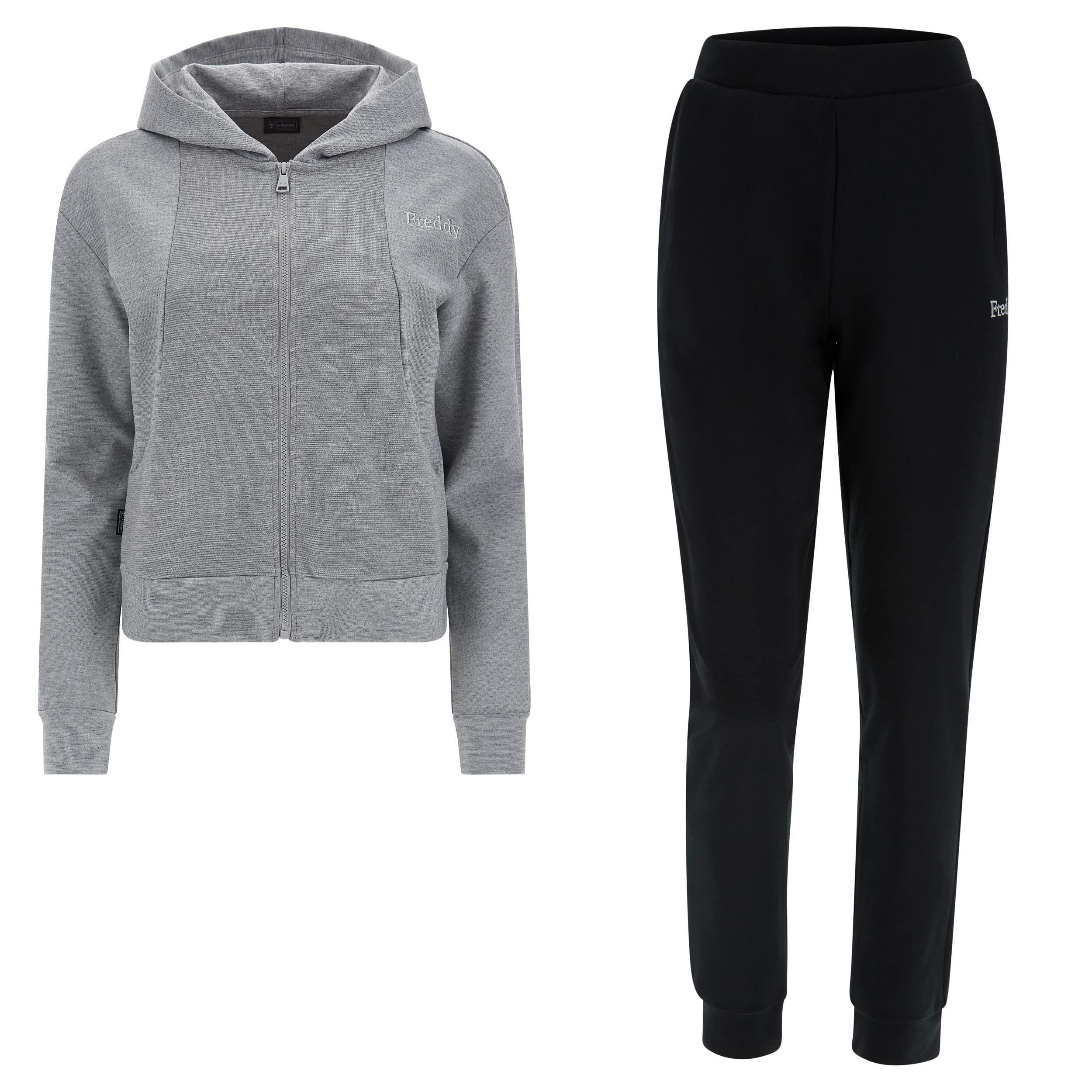 FREDDY - Tuta Felpa Ottoman E Interlock Mélange Pantaloni A Contrasto,