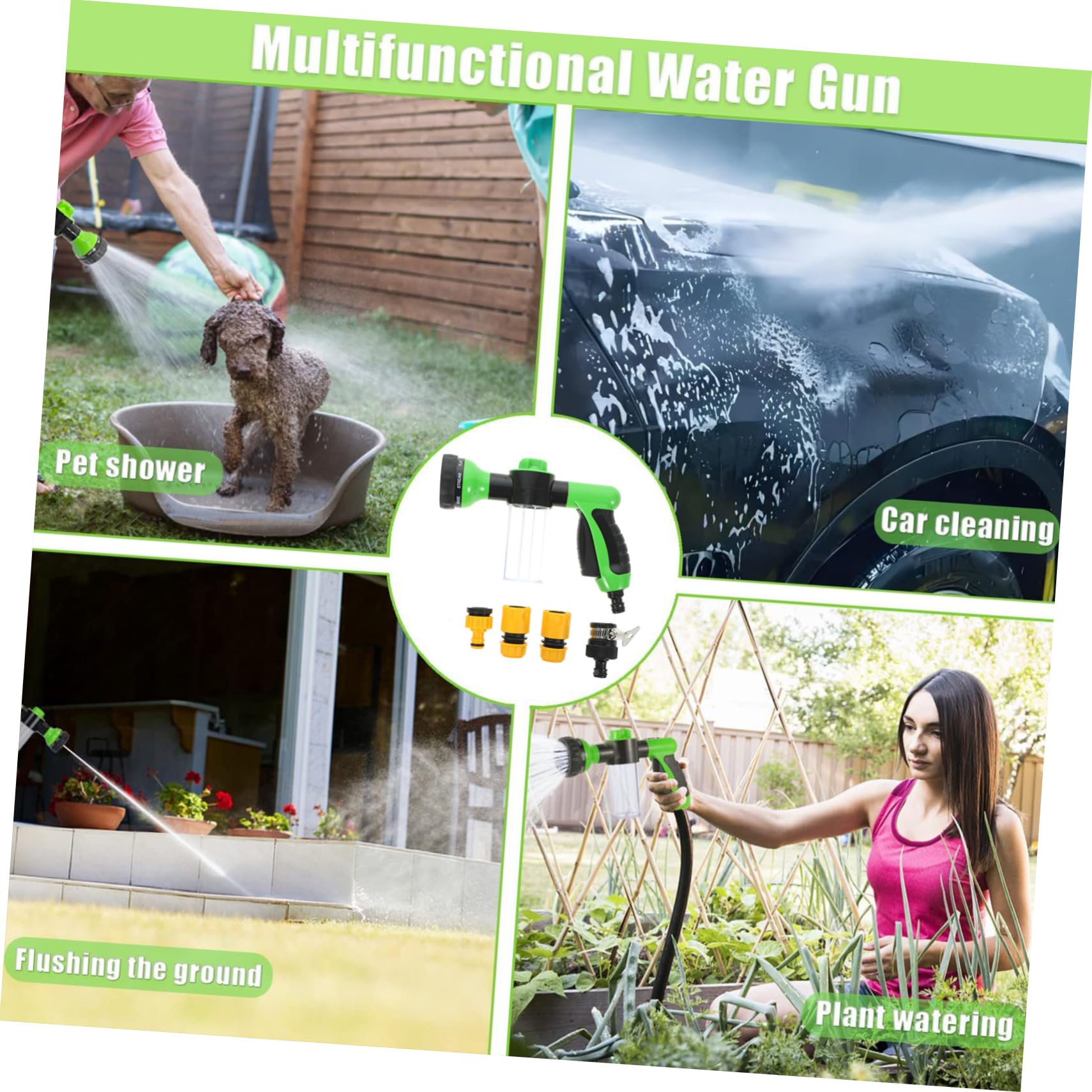 Generic 1Set Garden Hose Nozzle Sprayer Attachment for Dogs Multifunctional Pet Washing Shower Tool with Flow Connectors for Different for Dog Bathing Gardening