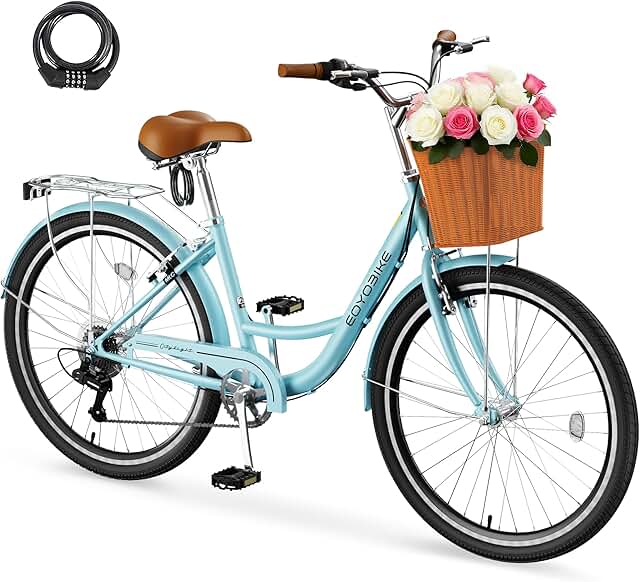 MOONCOOL Womens Bike 7 Speed, 24 26 inch Beach Cruiser Bikes for Women, ...