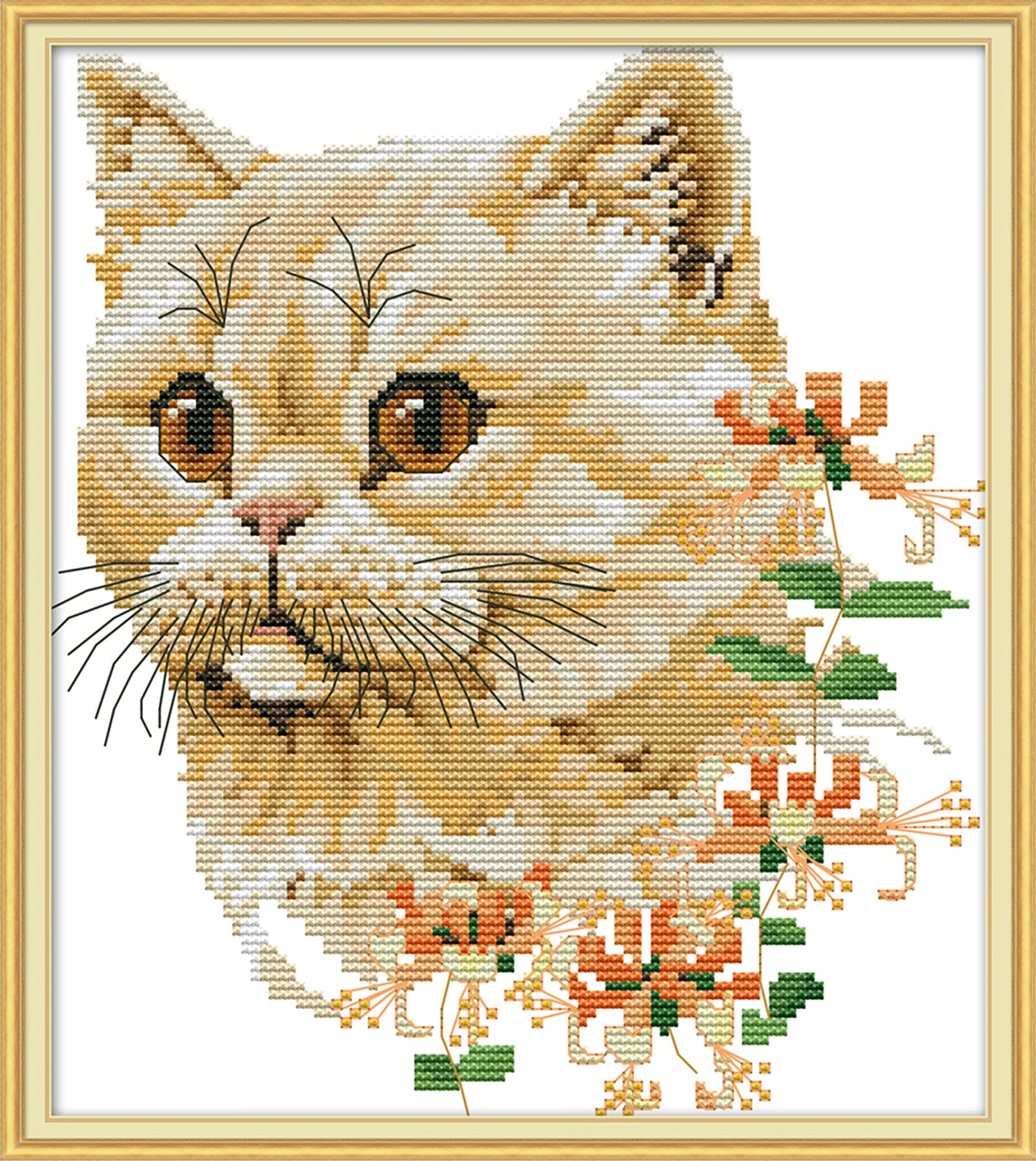 Amazon | Amiiba クロスステッチ刺繍キット図案印刷済み 11ct 猫リース 
