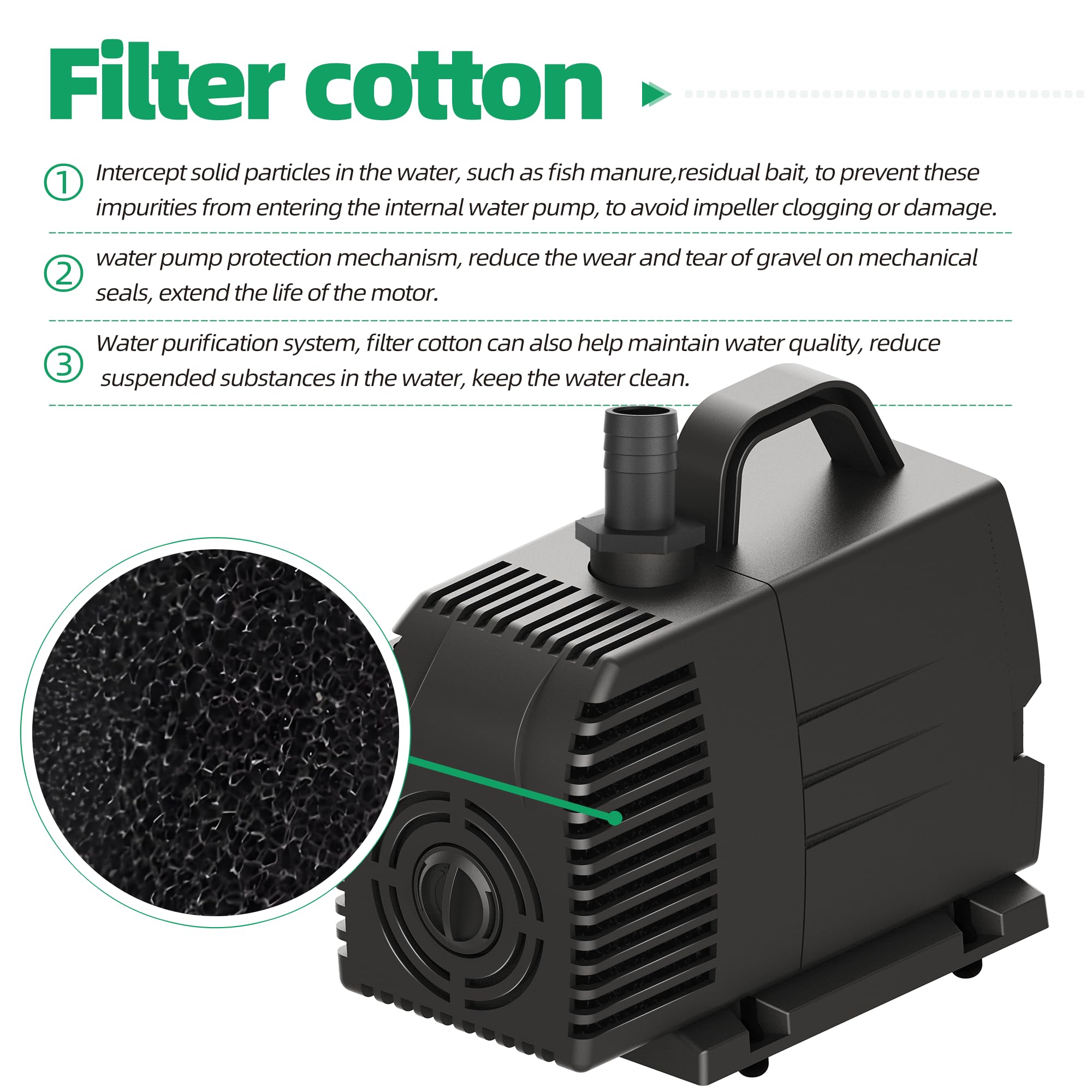 Submersible Pump 1190GPH 4500L/H Overheating Protection Function Ultra Quiet Aquarium Pump Water Pumps (83W) with 5m Cable for Fountains hydroponic Systems Fountain Pumps Black - Image 4