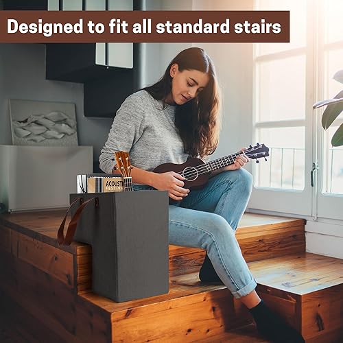 Miniatura 2 de SAM AND MABEL Cestas de escalera para escaleras alfombradas y de madera  16 pulgadas de largo x 9.5 pulgadas de ancho x 16 pulgadas de alto Cesta de