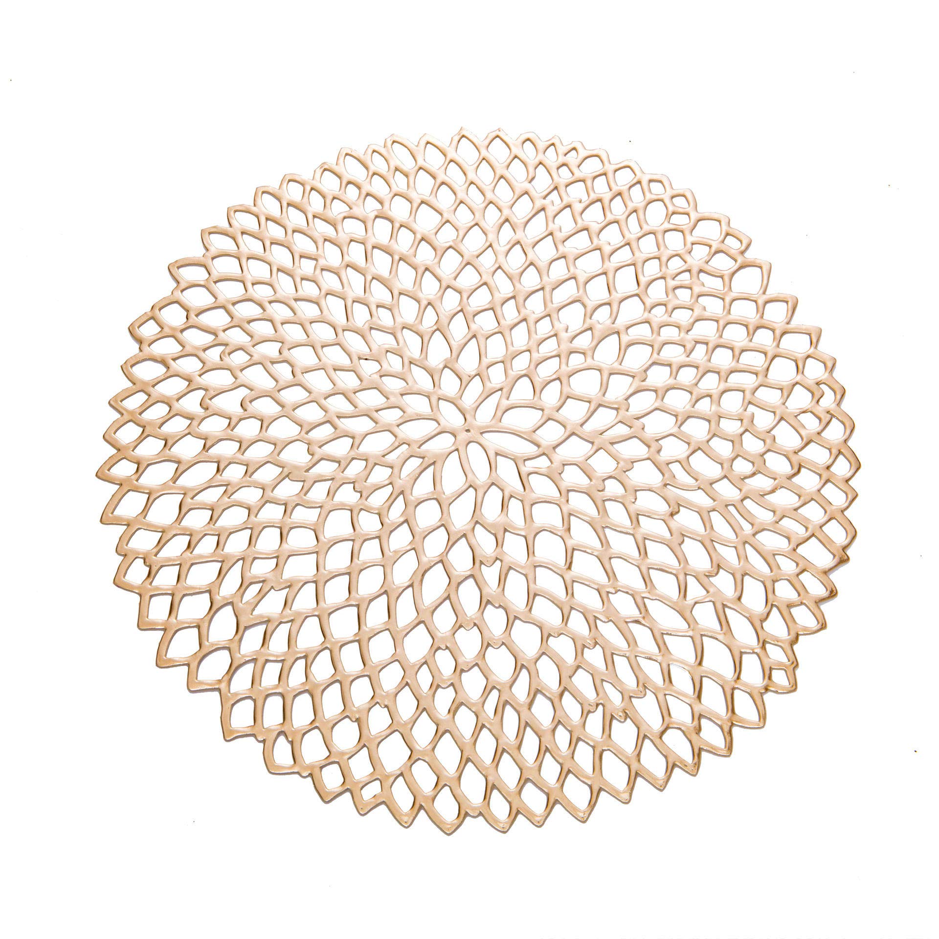 SCF2017 Flower PVC Placemats Hollow Table Mats Set of 6,Champagne