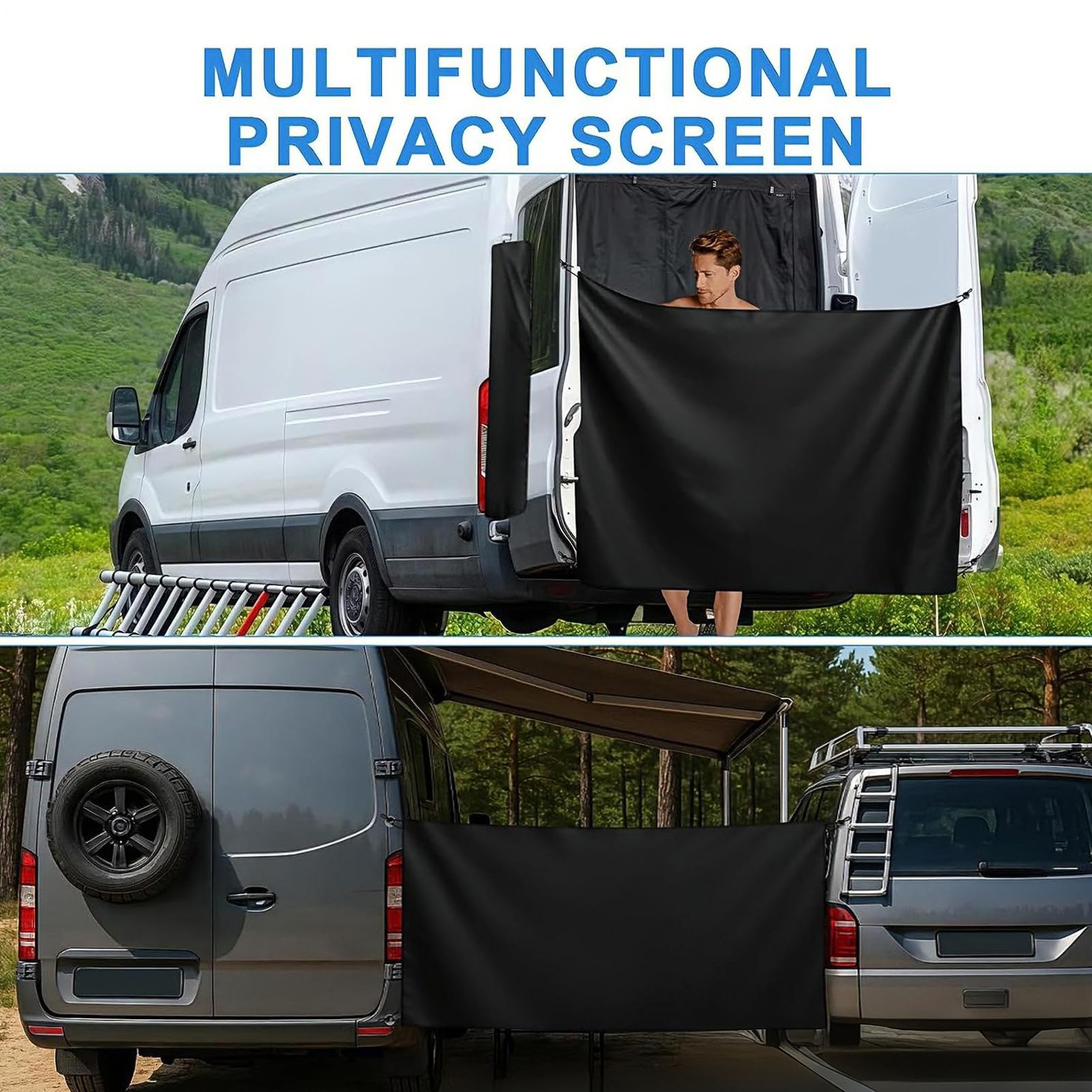 Générique Rideau D'Intimité pour Fourgon,Ajustable Magnétique Imperméable,Rideau De Douche Extérieure pour Van De Camping | pour Road Trip Camping Extérieur Plage Caravane Camion SUV