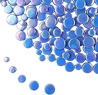 Vista 1 de Azulejos de mosaico de vidrio iridiscente redondos al azar de 1.1 libras, haciendo piezas creativas de mosaico de vidrio iridiscente