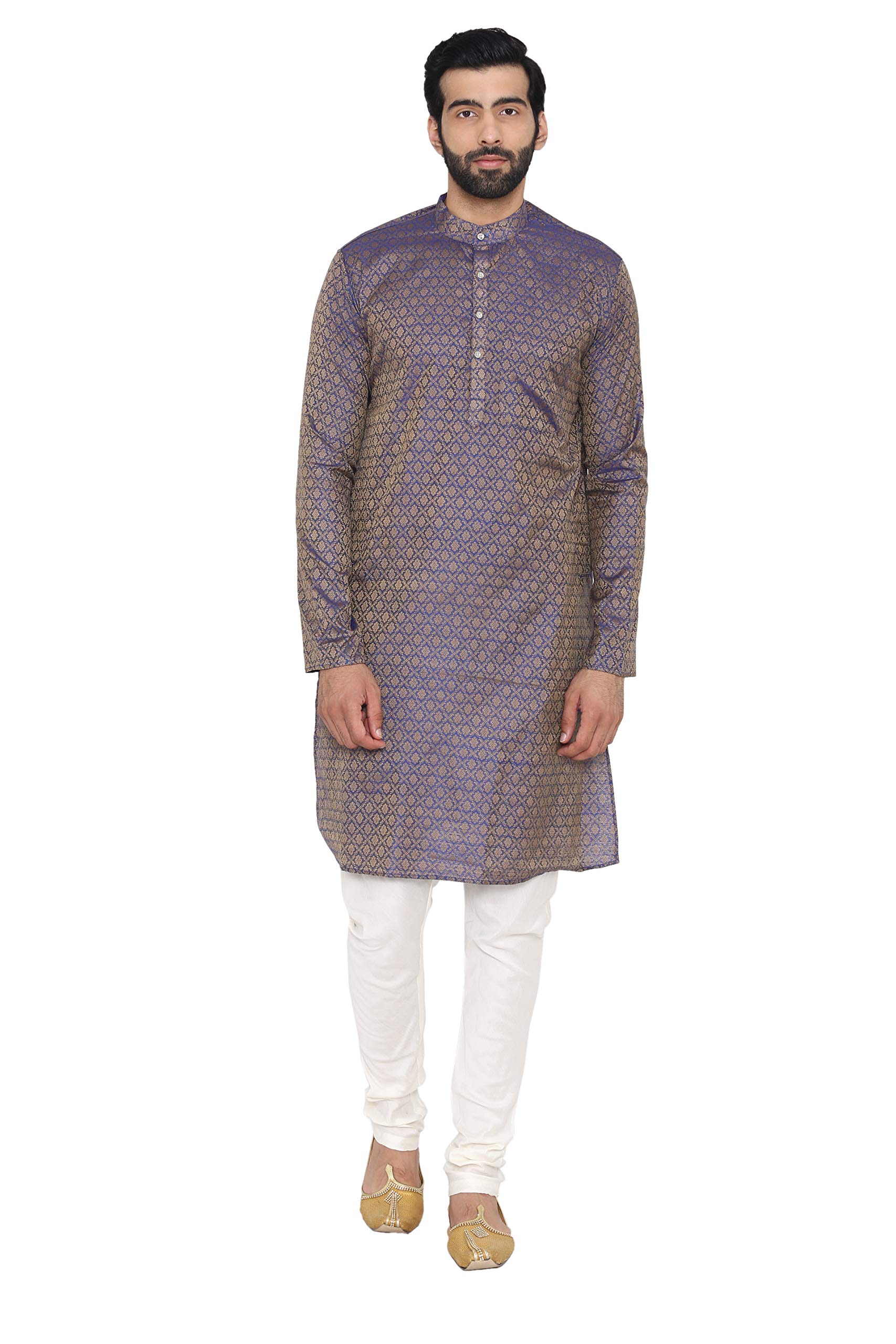 WINTAGEMen's Banarsi Art Silk Tailored Fit Festive and Casual Kurta Chudidar Pajama Pyjama - 6 Colors