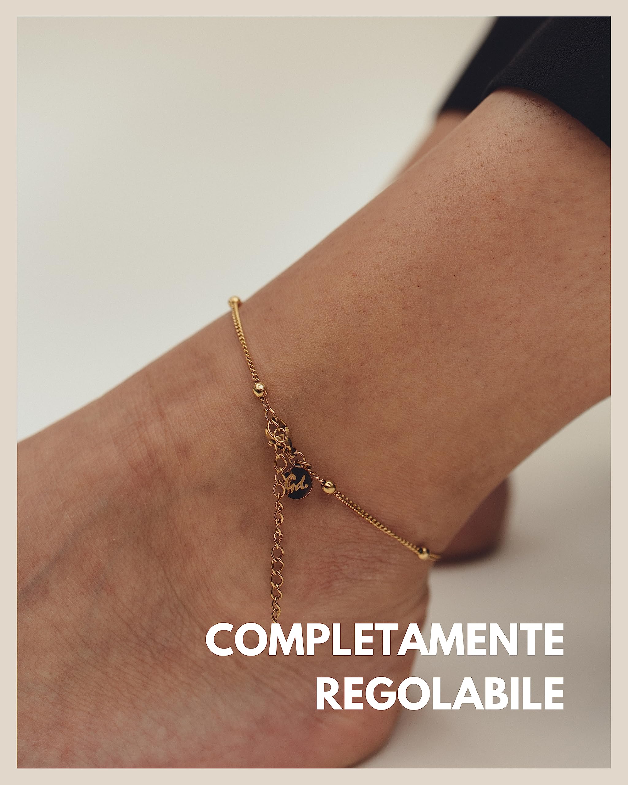 Cavigliera da donna - Impermeabile - Cavigliera con piccole perle Dots I Gioielli da donna in acciaio inossidabile per caviglie in oro, argento o oro rosa