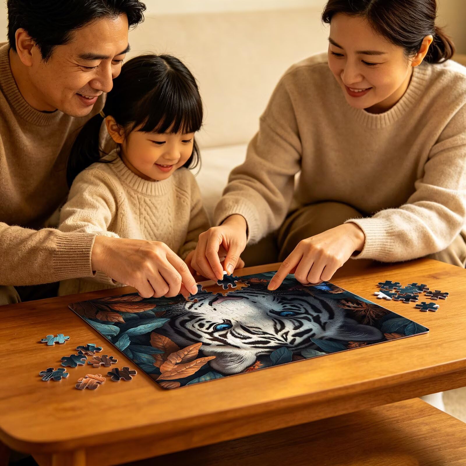 Puzzle 5000 elementów, 5000 elementów, dla dorosłych, zwierzęta, tygrys (3), drewniane puzzle, zestaw "zrób to sam" dla dorosłych, gruby materiał i idealne uzębienia, powierzchnia bez odbić, puzzle