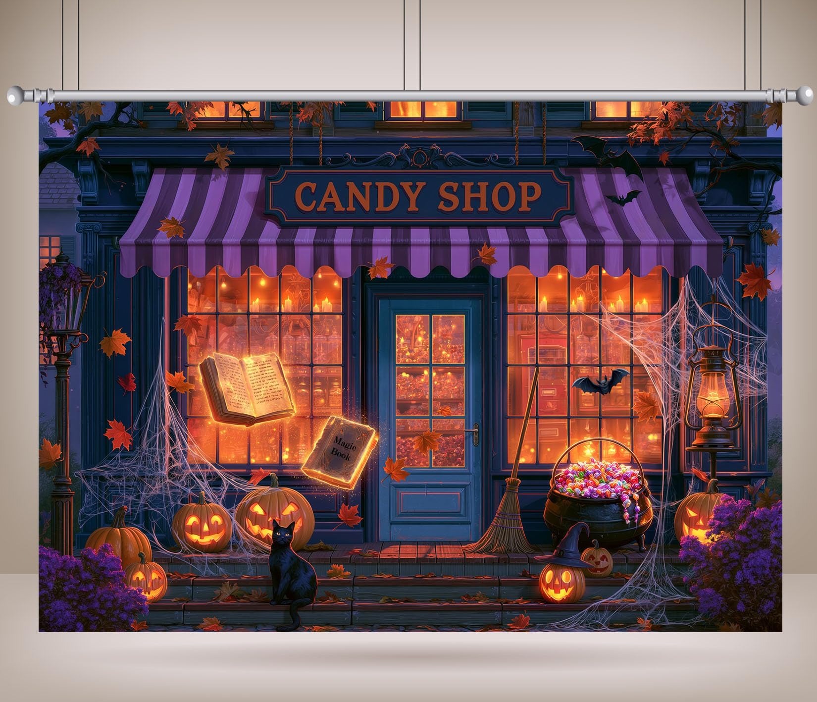 12x10FT (3.6x3m) Vetrina Negozio Dolci Halloween Sfondo Fotografico