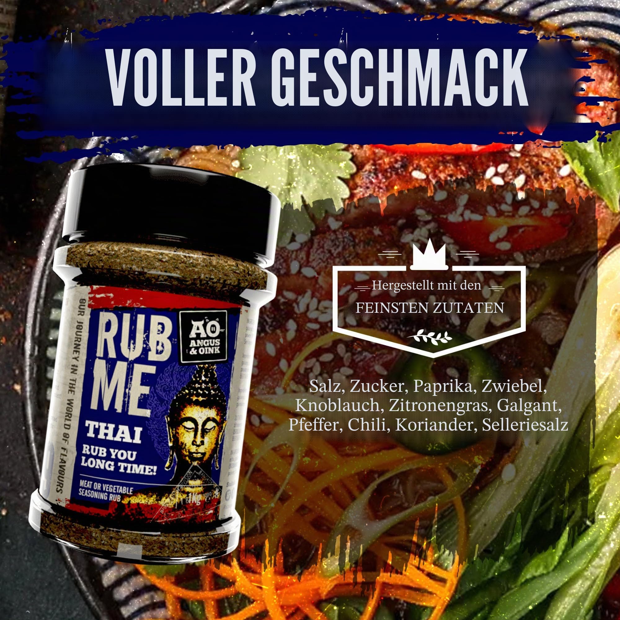 Angus & Oink | Rub You Long Time Thai Seasoning | Aromatische Mischung für Thai-Currys & epische Chicken Wings | 195g
