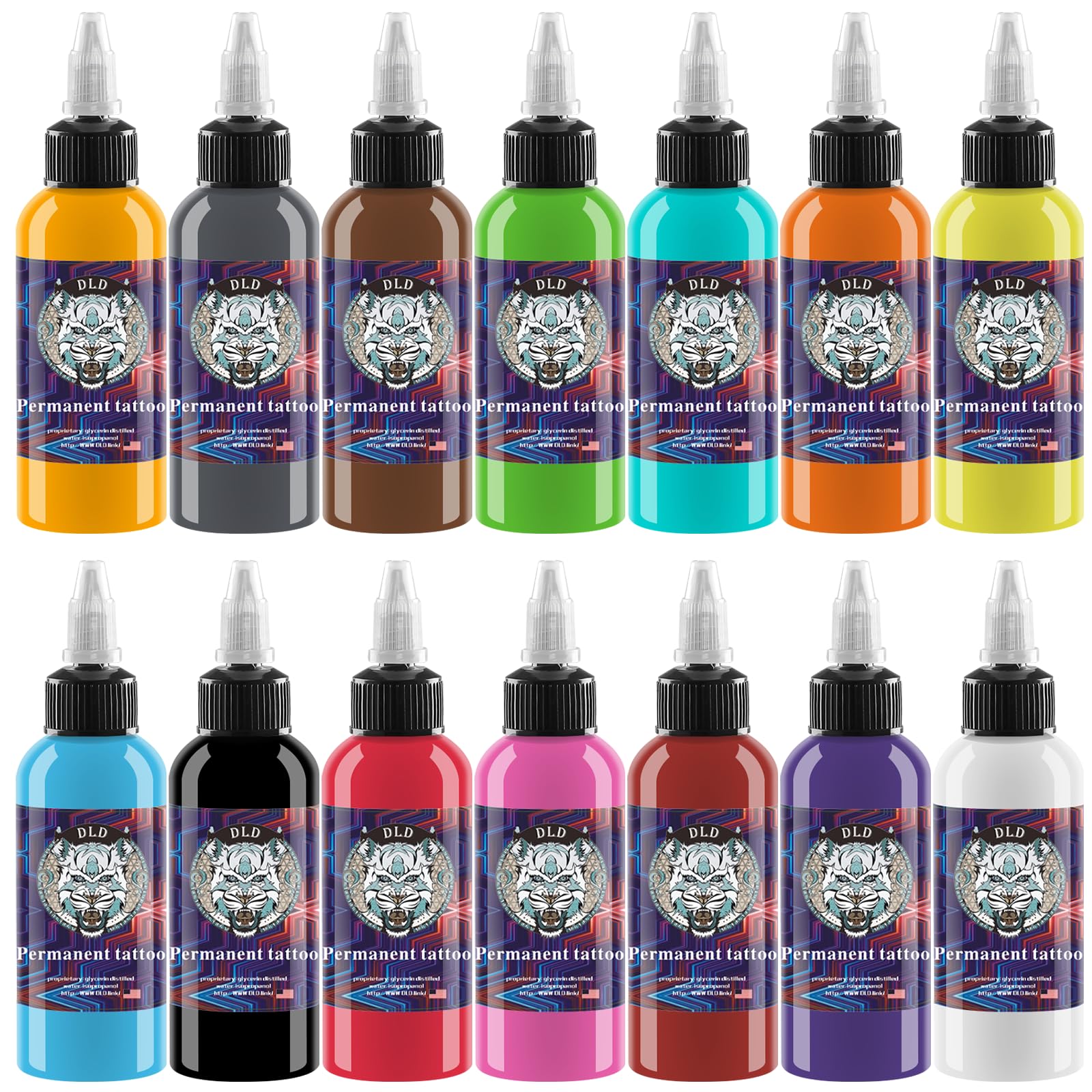 Amazon.com: 14 Color Tattoo Ink Colors Set - 1oz (30ml) Tattoo Inks ...