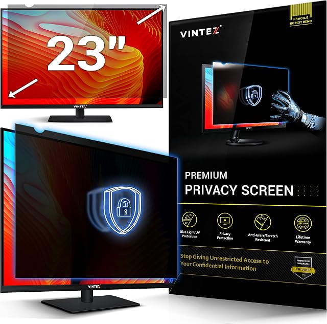 23 Inch Computer Privacy Screen Filter for Widescreen Computer Monitor - Anti-Glare - Anti-Scratch Protector Film for Data Confidentiality - 16:9 Aspect Ratio - Stop Giving Unrestricted Access
