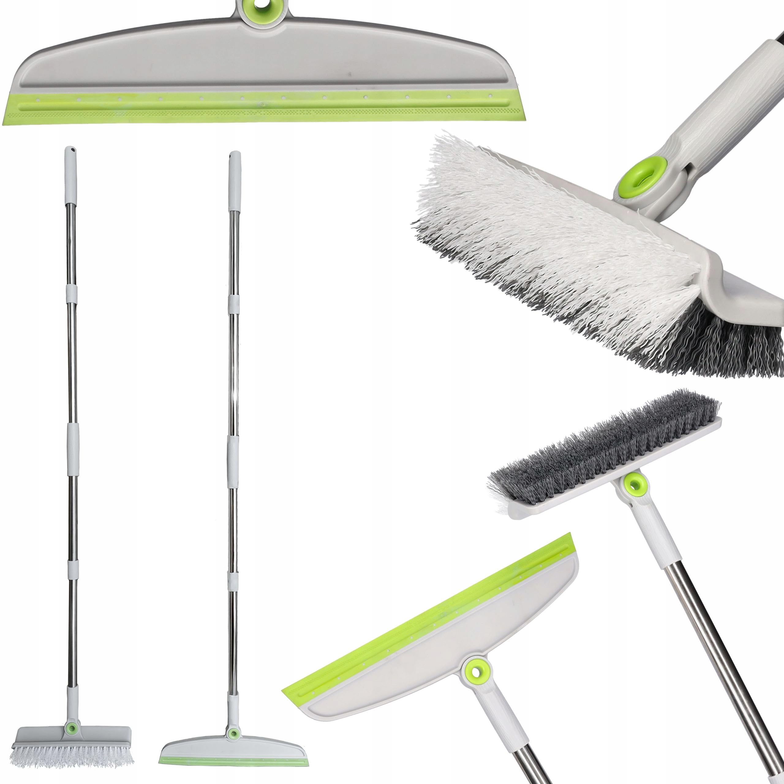ToolSpace Scrub Brush And Floor Wiper With 2 Telescopic Handles 127cm Scrubber Squeegee Stiff Bristles Terrace Bathroom Garage Kitchen Bathtub Carpet Grouting