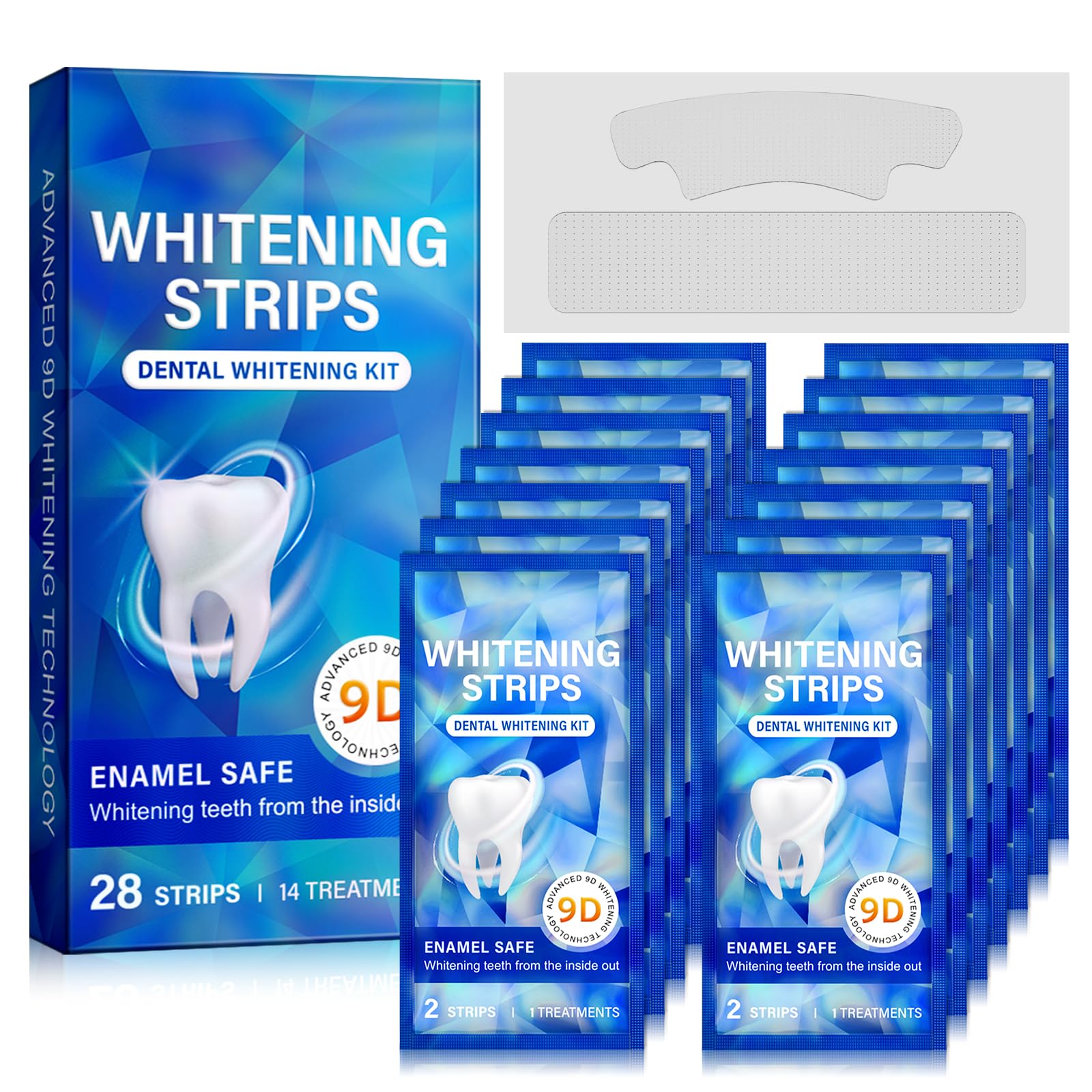 Sensitive Teeth Whitening Strips Kit - 28 Strips Whitener Safe Whitestrip 14 Treatments Sodium Hydroxide Teeth Whitener for