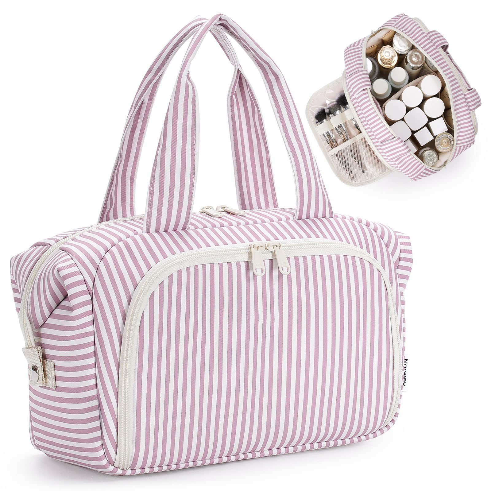Narwey Weit geöffnete Kulturtasche Damen Gross, Kulturbeutel Groß Damen Kosmetiktasche Waschtasche Make up Tasche Organizer für Kinder and Frauen