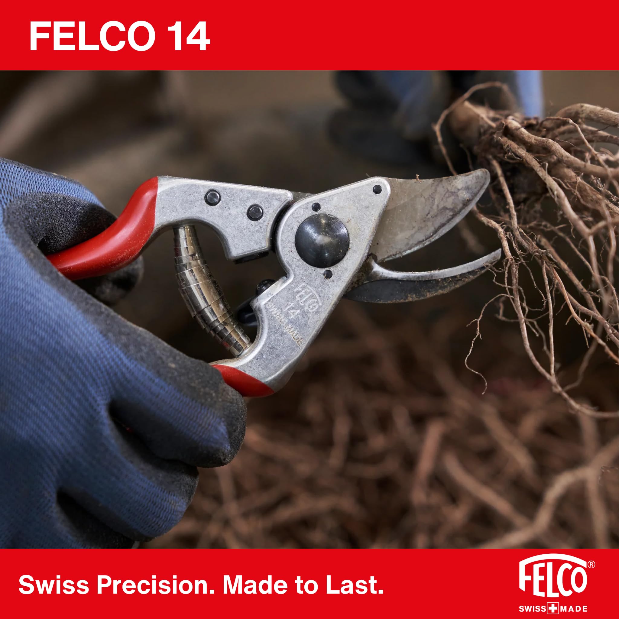 FELCO 2-teilig: Kompakte Bypass-Gartenschere 14 + Geschmiedete Boronstahl-Pflanzkelle 401, Rechtshänder, Kleine Hand, 18mm, Komplettes Gartenset