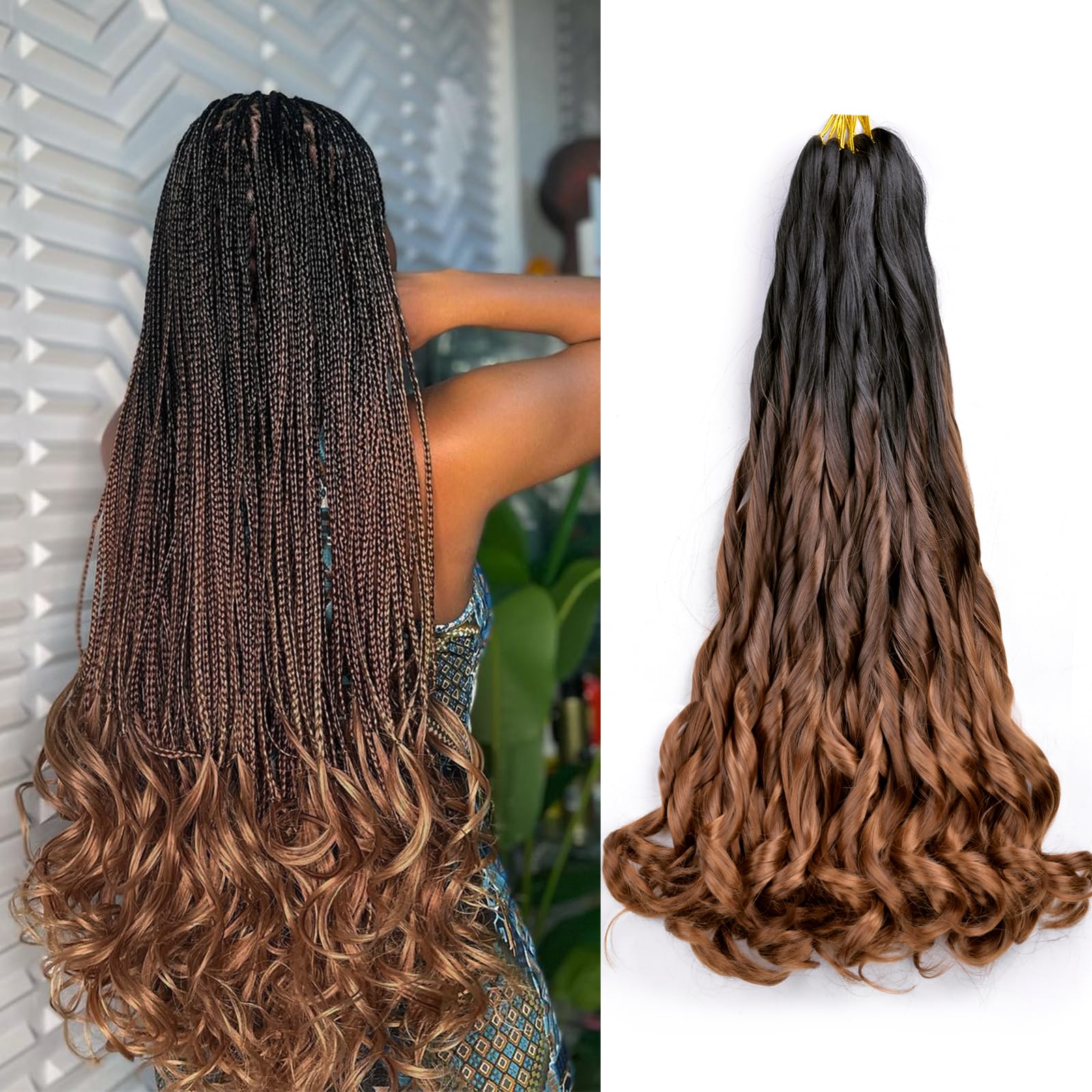 French Curl Braiding Hair 22 Inch Curly Braiding Hair Pre Stretched Loose Wavy Bouncy Braids Hair Extensions for Black Women(C16, 22 Inch (Pack of 8))